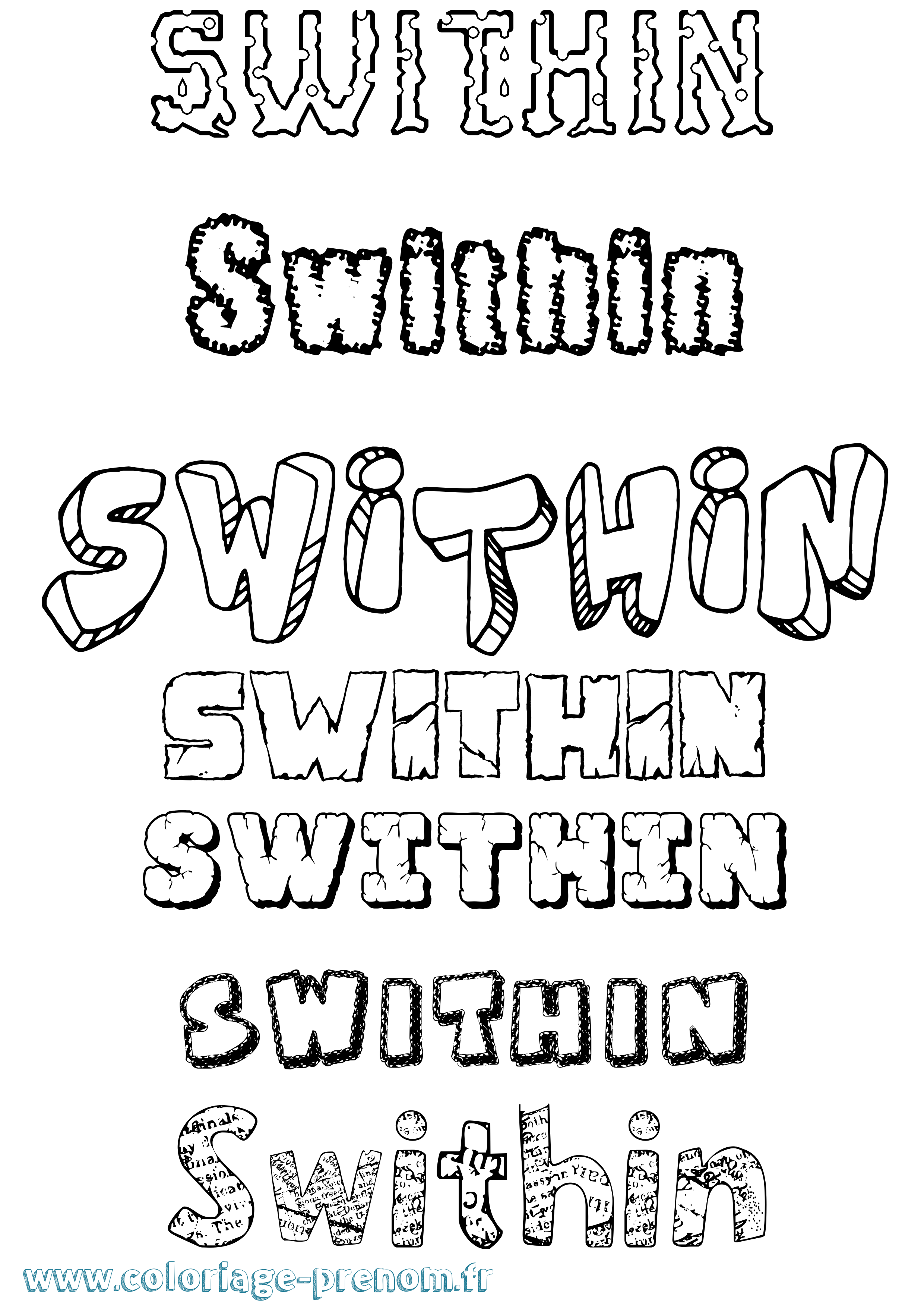Coloriage Swithin Destructuré Coloriage prénom Swithin Destructuré