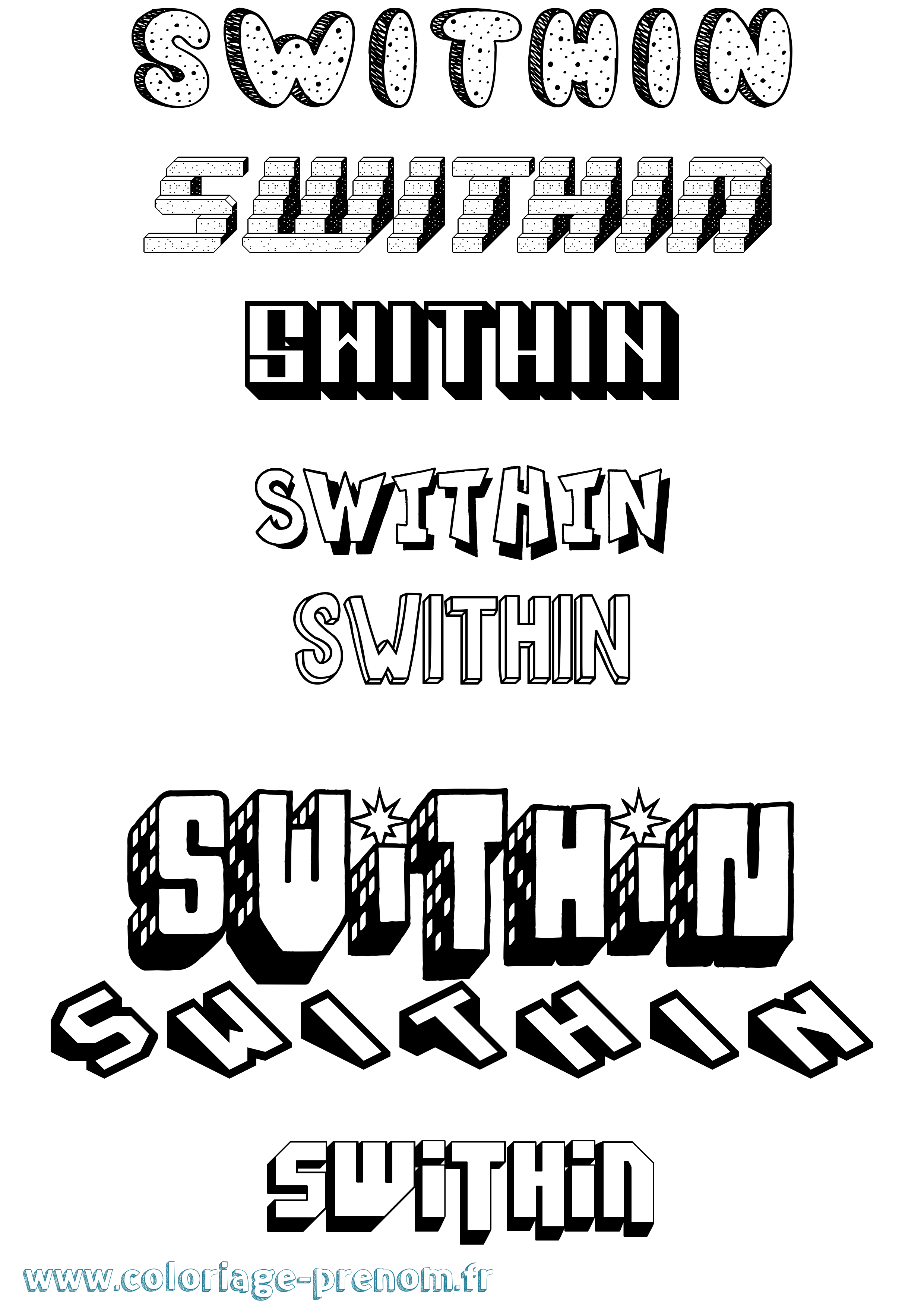 Coloriage Swithin Effet 3D Coloriage prénom Swithin Effet 3D
