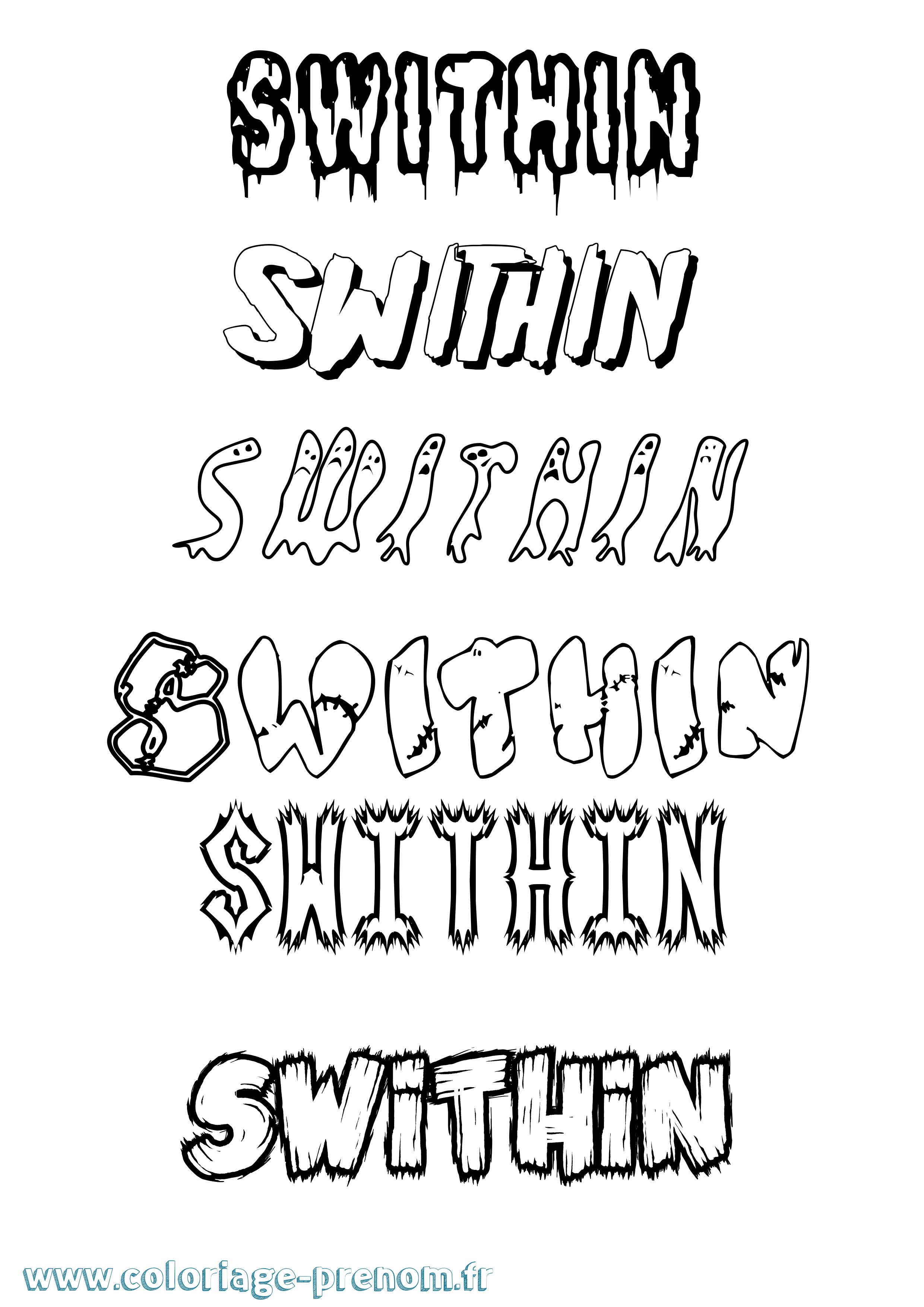 Coloriage Swithin Frisson Coloriage prénom Swithin Frisson