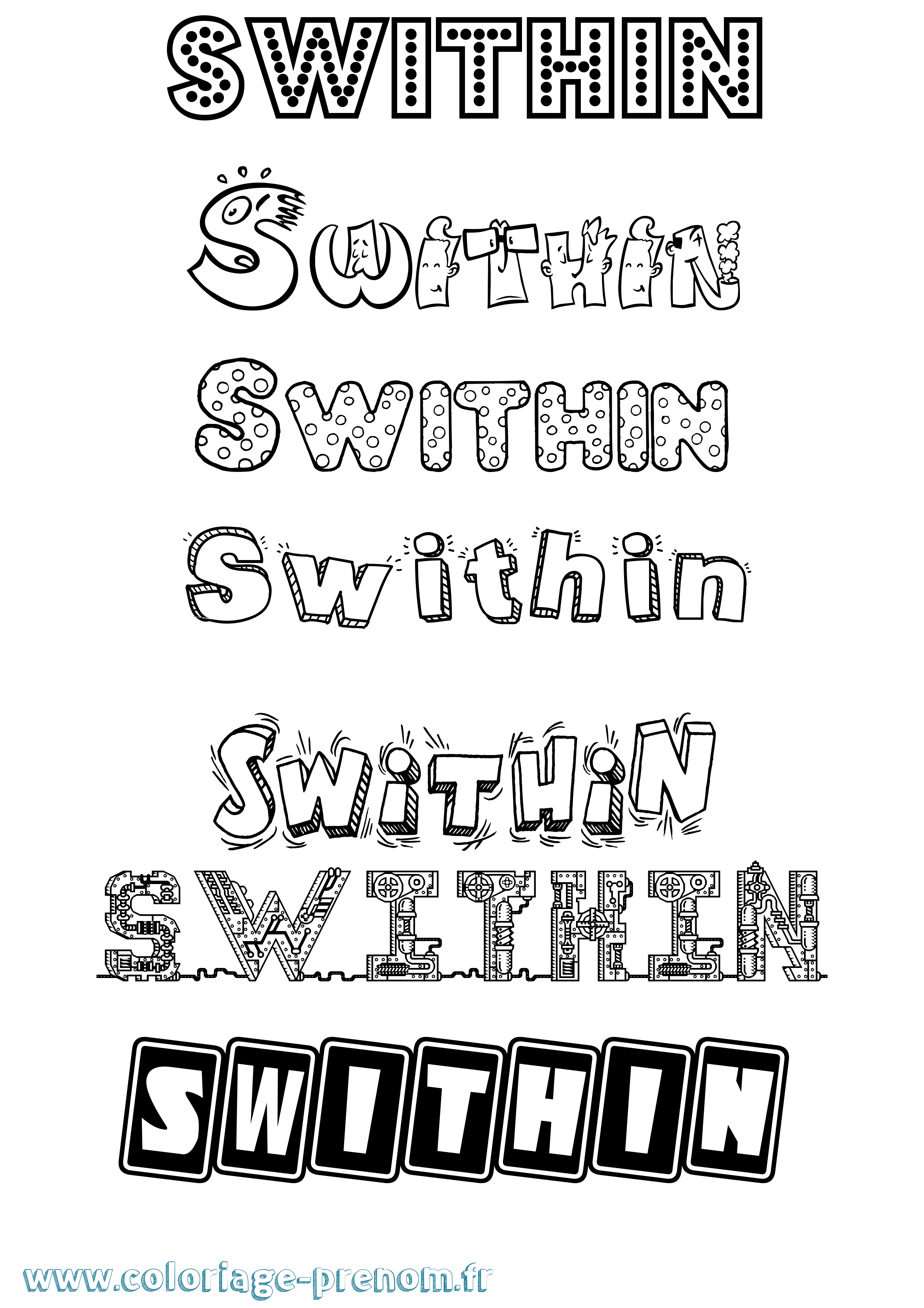 Coloriage Swithin Fun Coloriage prénom Swithin Fun