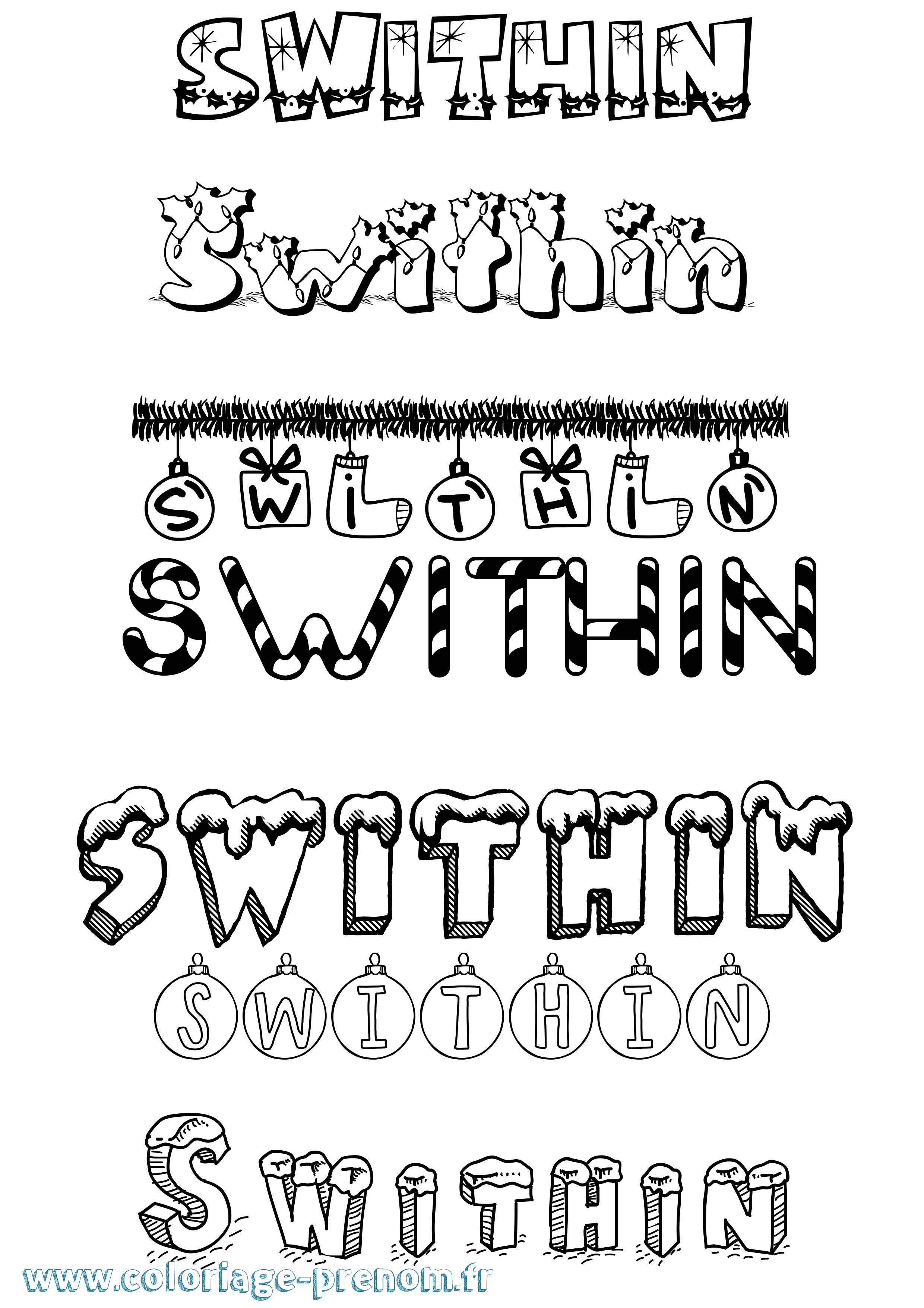 Coloriage Swithin Noël Coloriage prénom Swithin Noël
