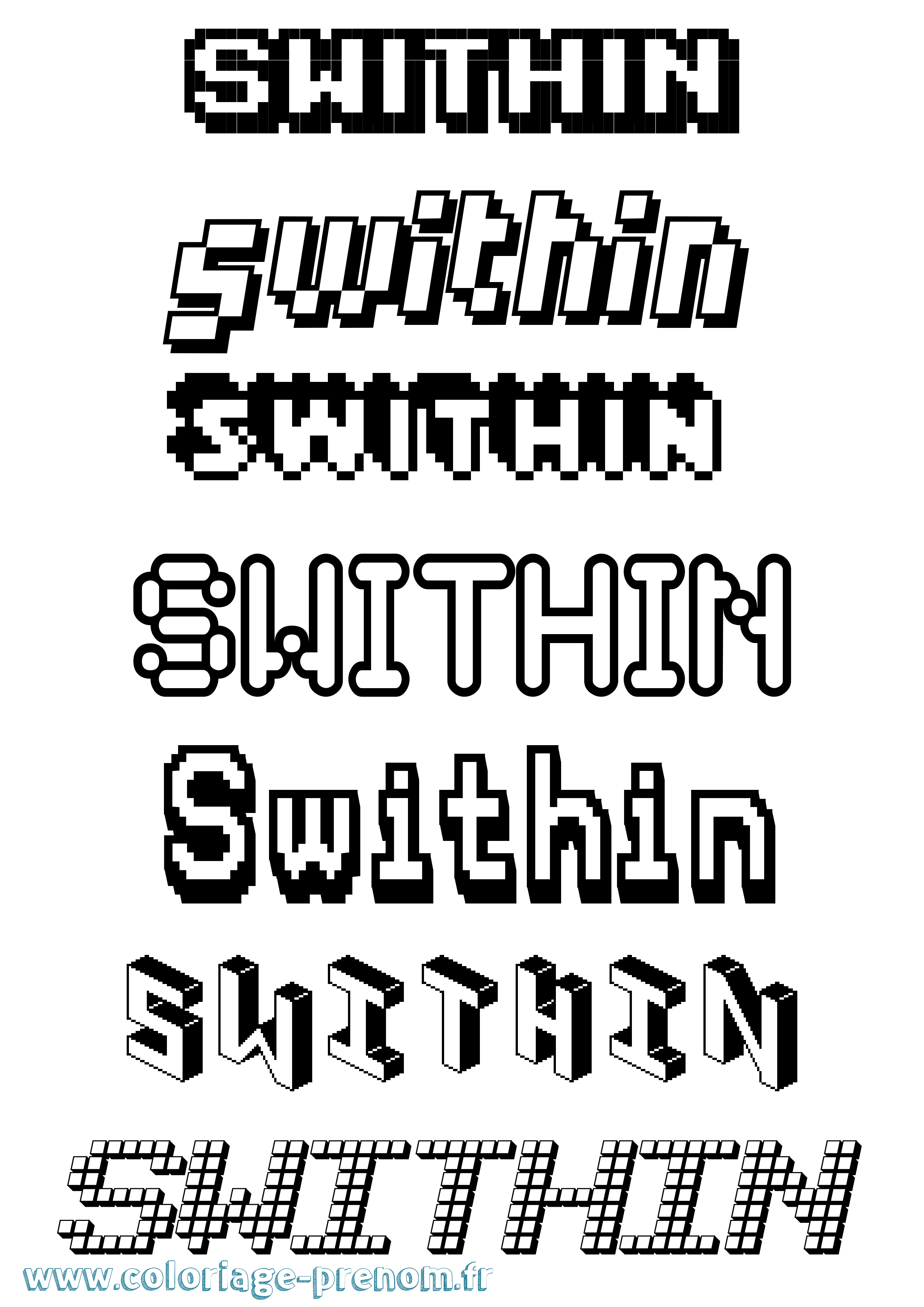Coloriage Swithin Pixel Coloriage prénom Swithin Pixel
