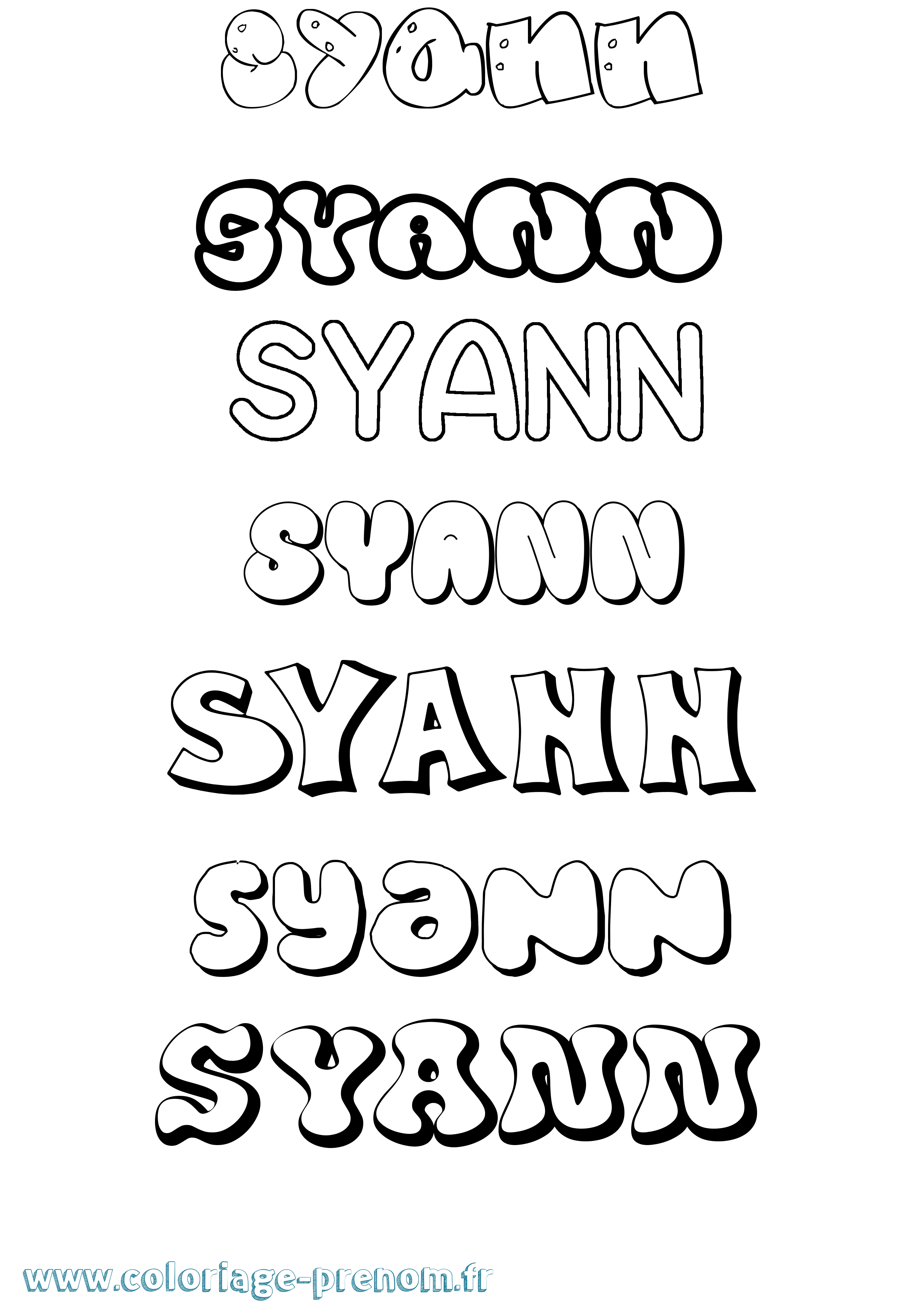 Coloriage Syann Bubble Coloriage prénom Syann Bubble