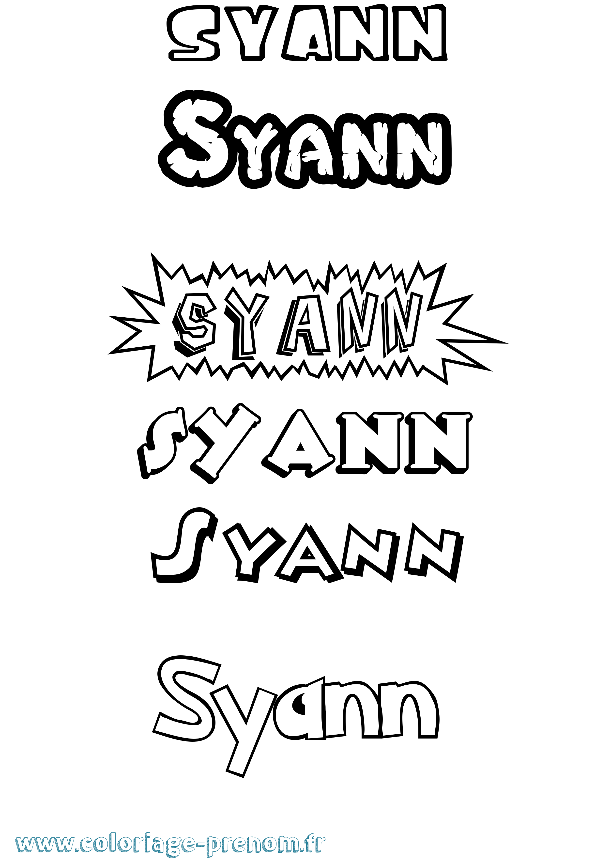 Coloriage Syann Dessin Animé Coloriage prénom Syann Dessin Animé
