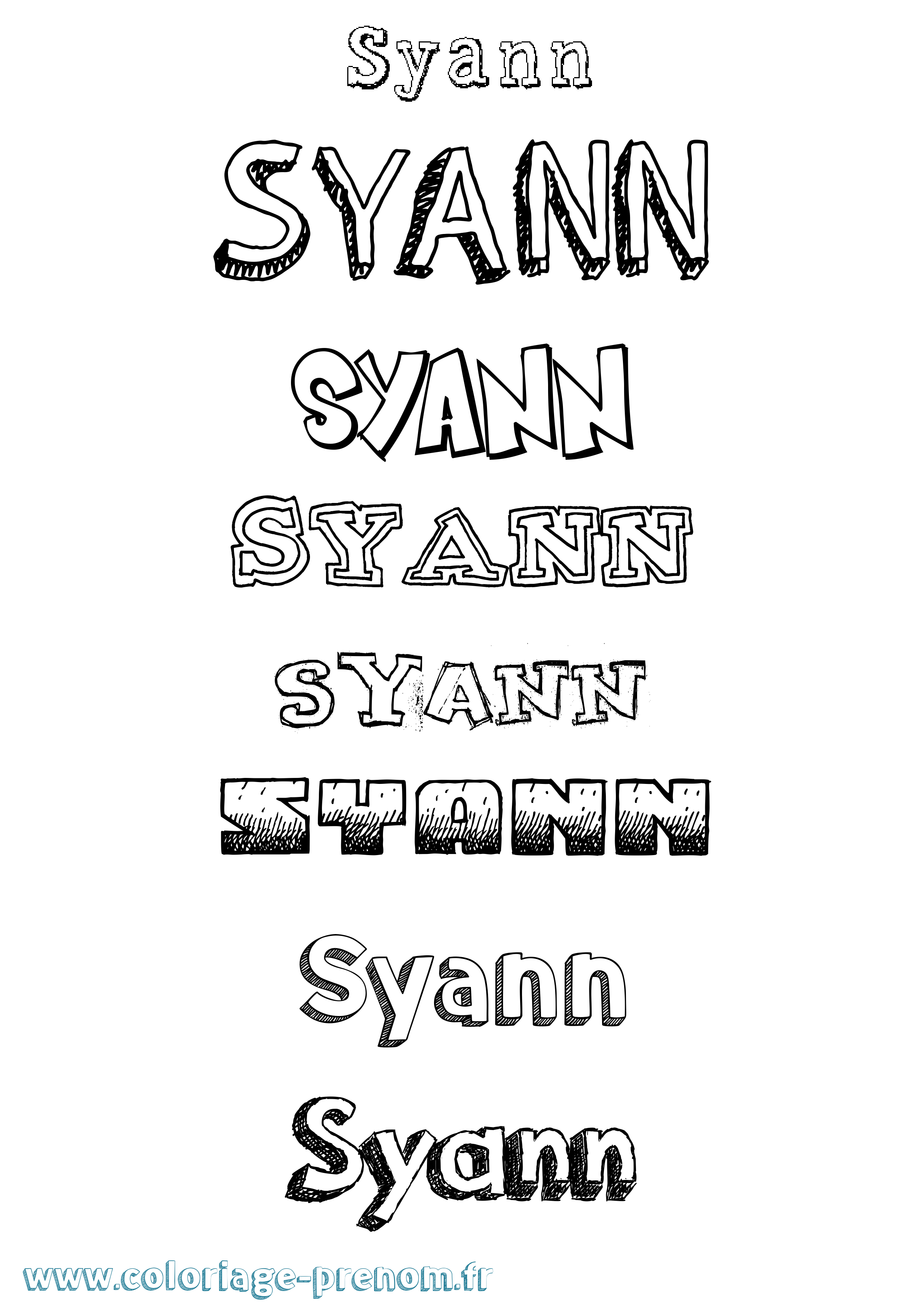 Coloriage Syann Dessiné Coloriage prénom Syann Dessiné