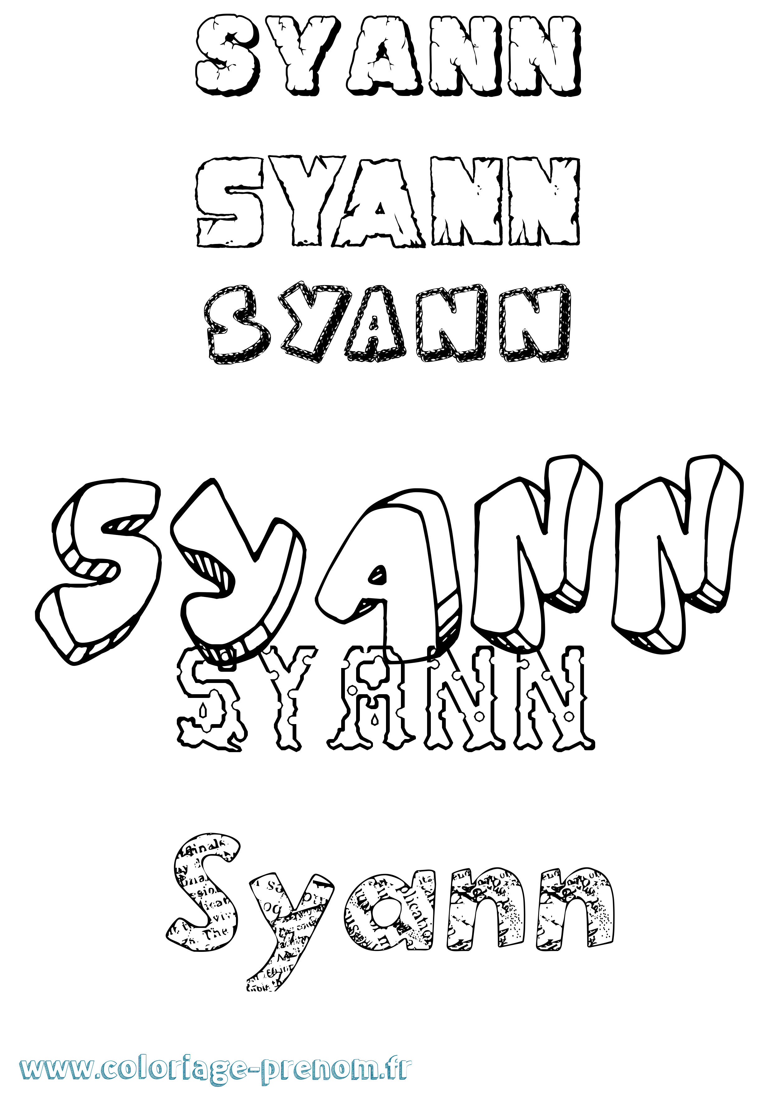 Coloriage Syann Destructuré Coloriage prénom Syann Destructuré