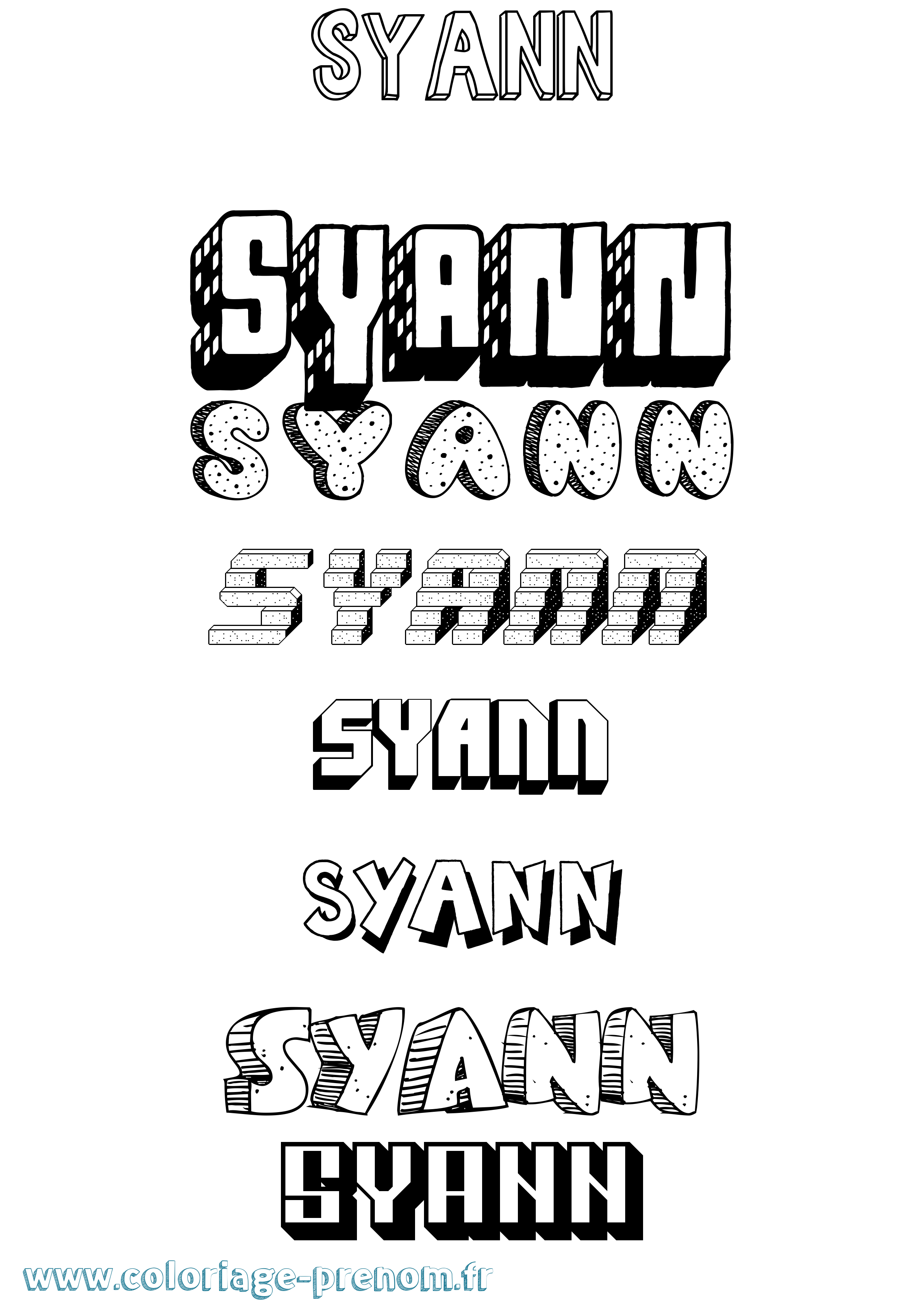 Coloriage Syann Effet 3D Coloriage prénom Syann Effet 3D
