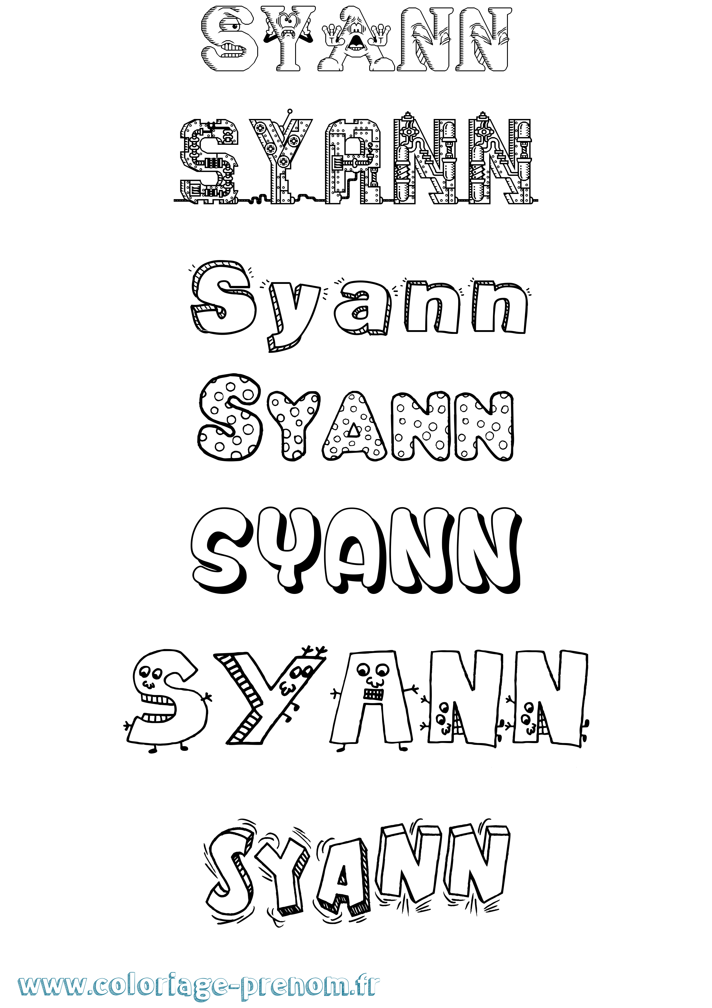 Coloriage Syann Fun Coloriage prénom Syann Fun
