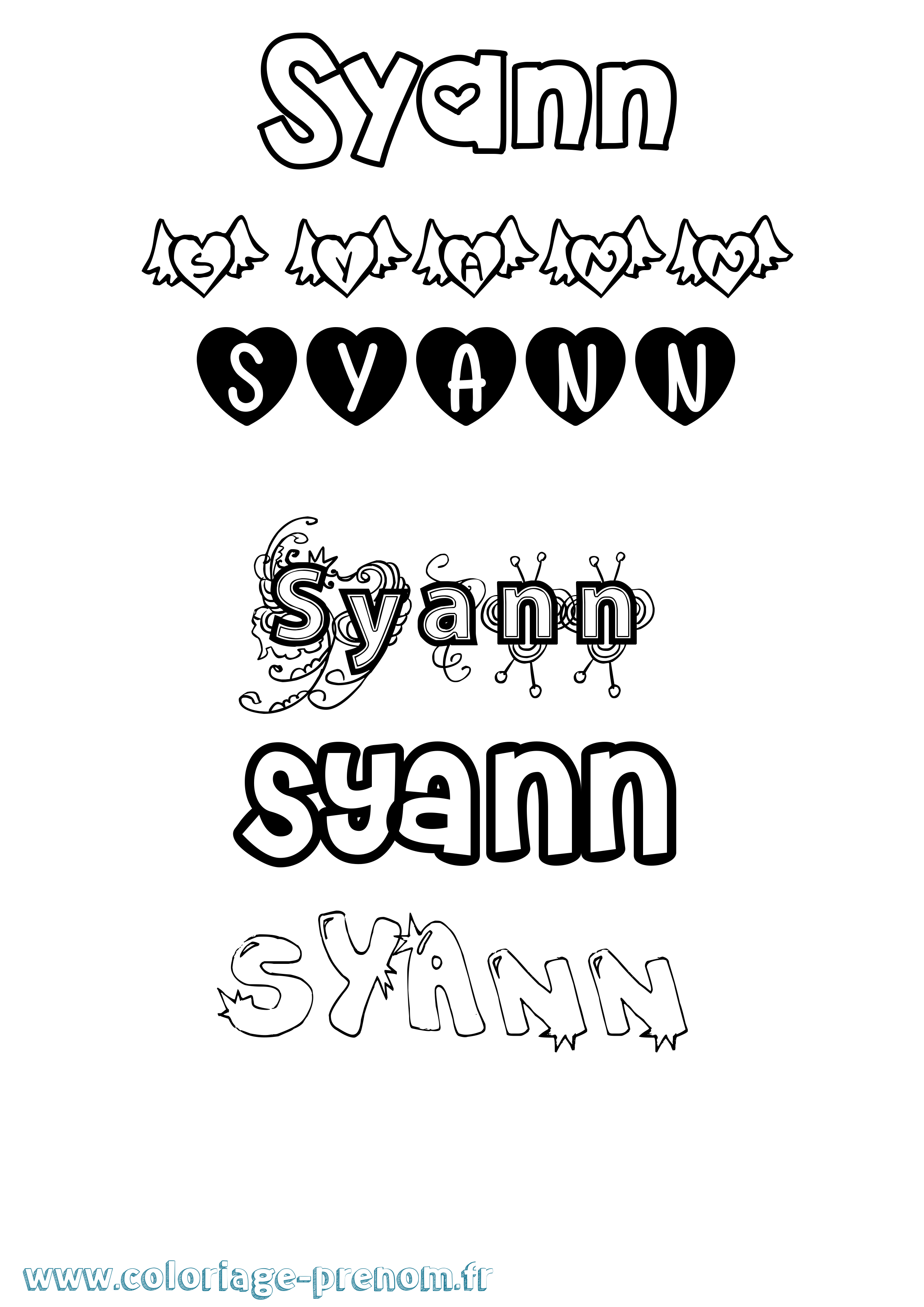 Coloriage Syann Girly Coloriage prénom Syann Girly