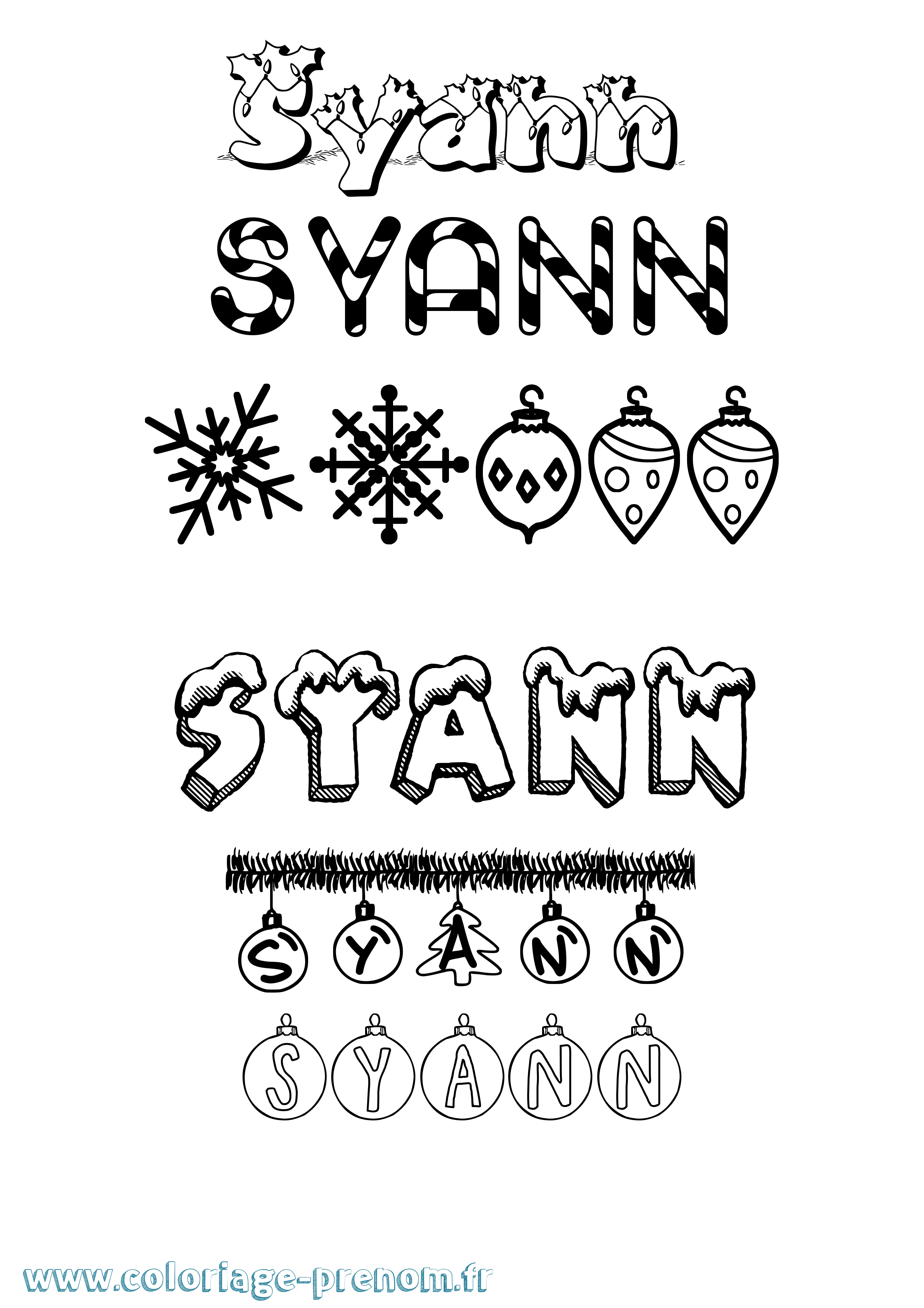 Coloriage Syann Noël Coloriage prénom Syann Noël