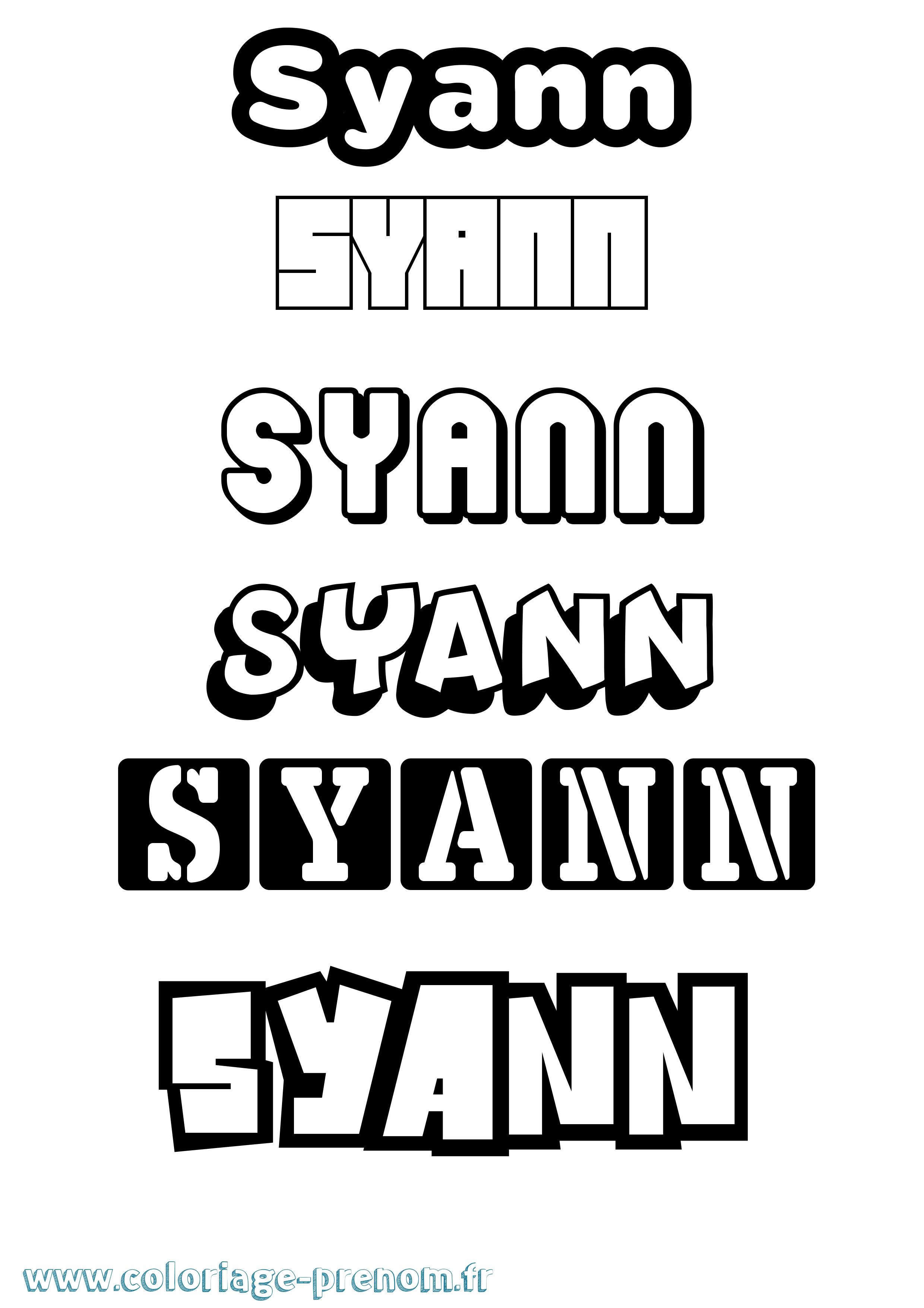 Coloriage Syann Simple Coloriage prénom Syann Simple