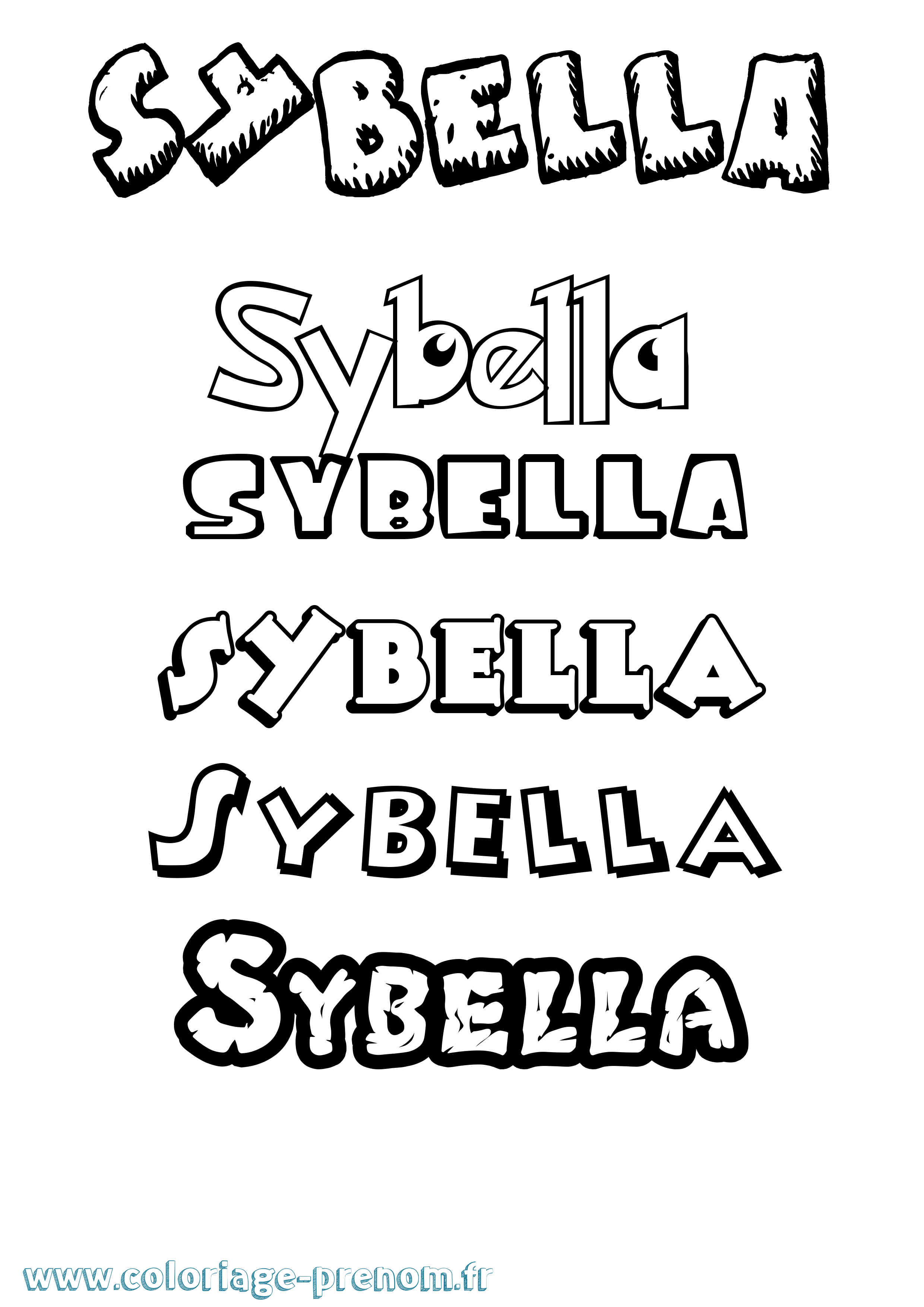 Coloriage Sybella Dessin Animé Coloriage prénom Sybella Dessin Animé