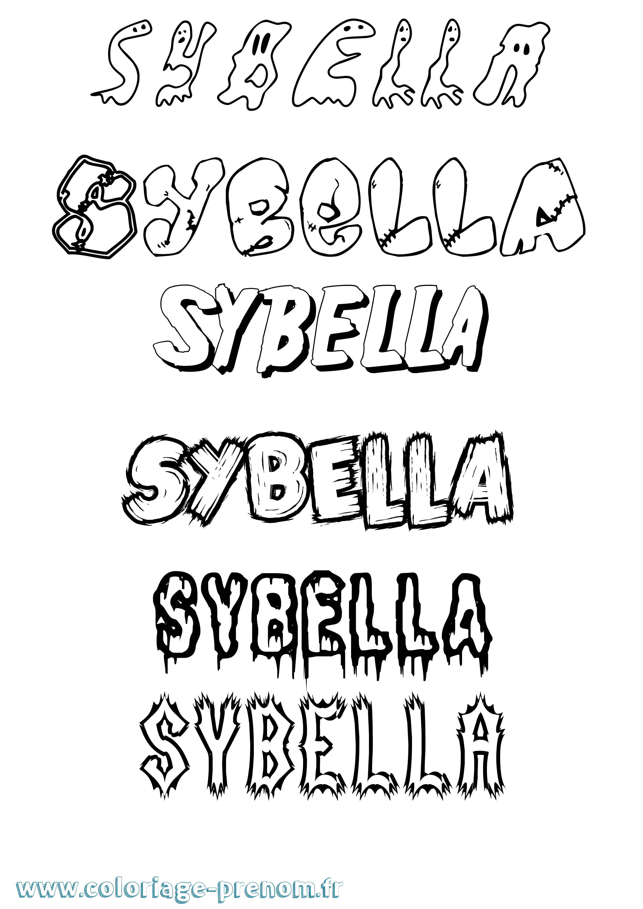 Coloriage Sybella Frisson Coloriage prénom Sybella Frisson