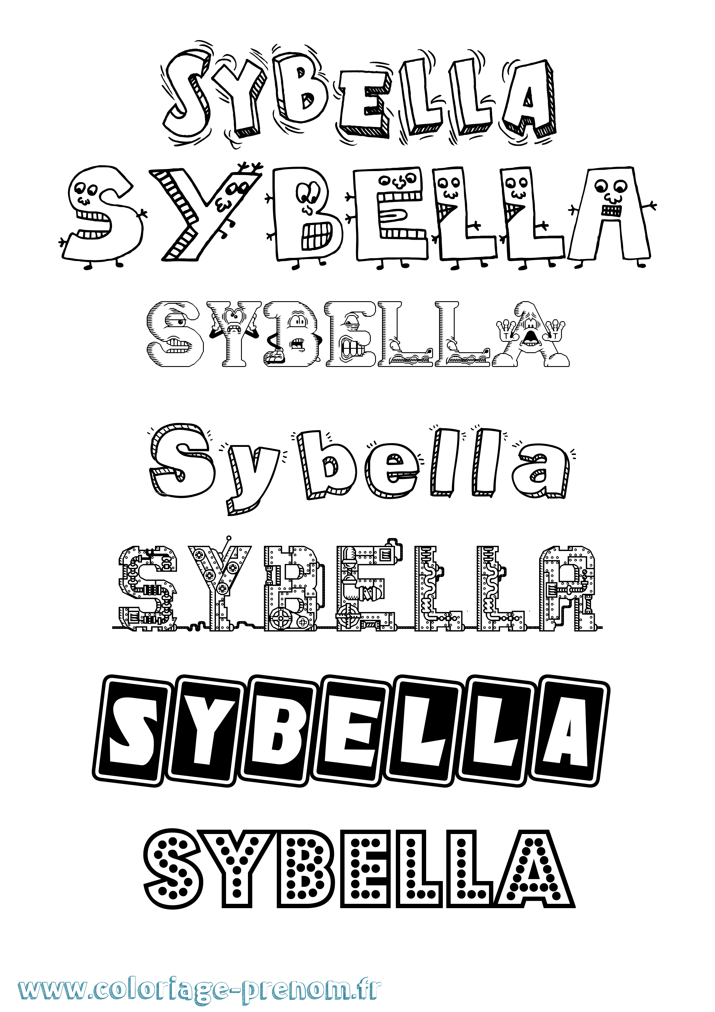 Coloriage Sybella Fun Coloriage prénom Sybella Fun