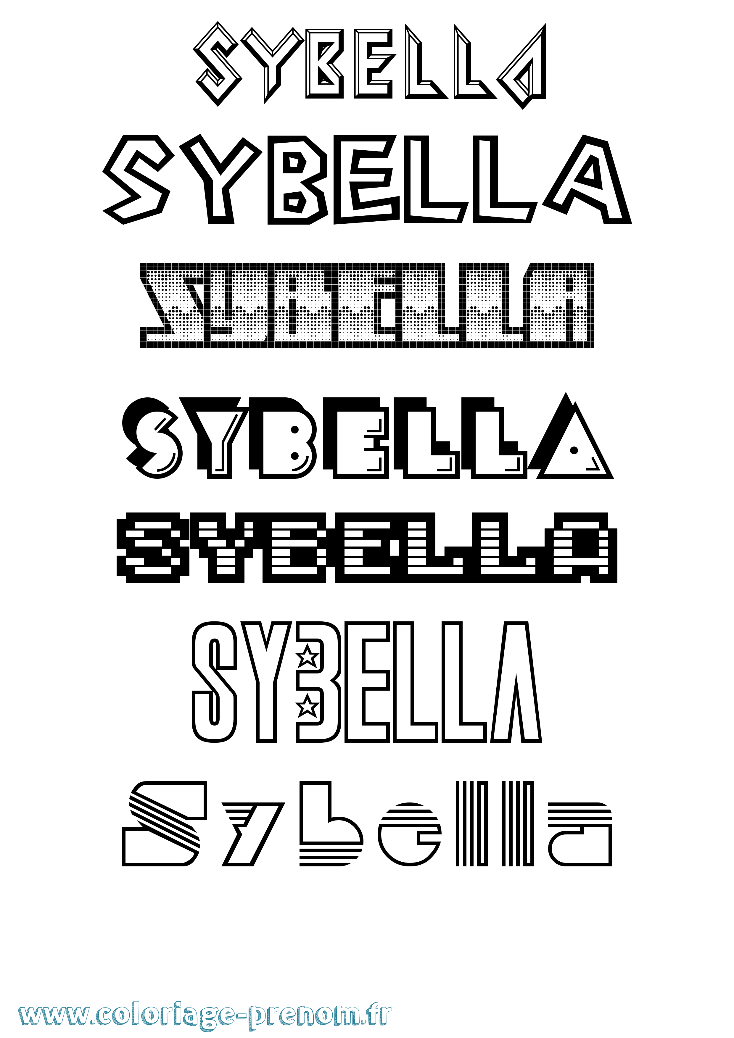 Coloriage Sybella Jeux Vidéos Coloriage prénom Sybella Jeux Vidéos
