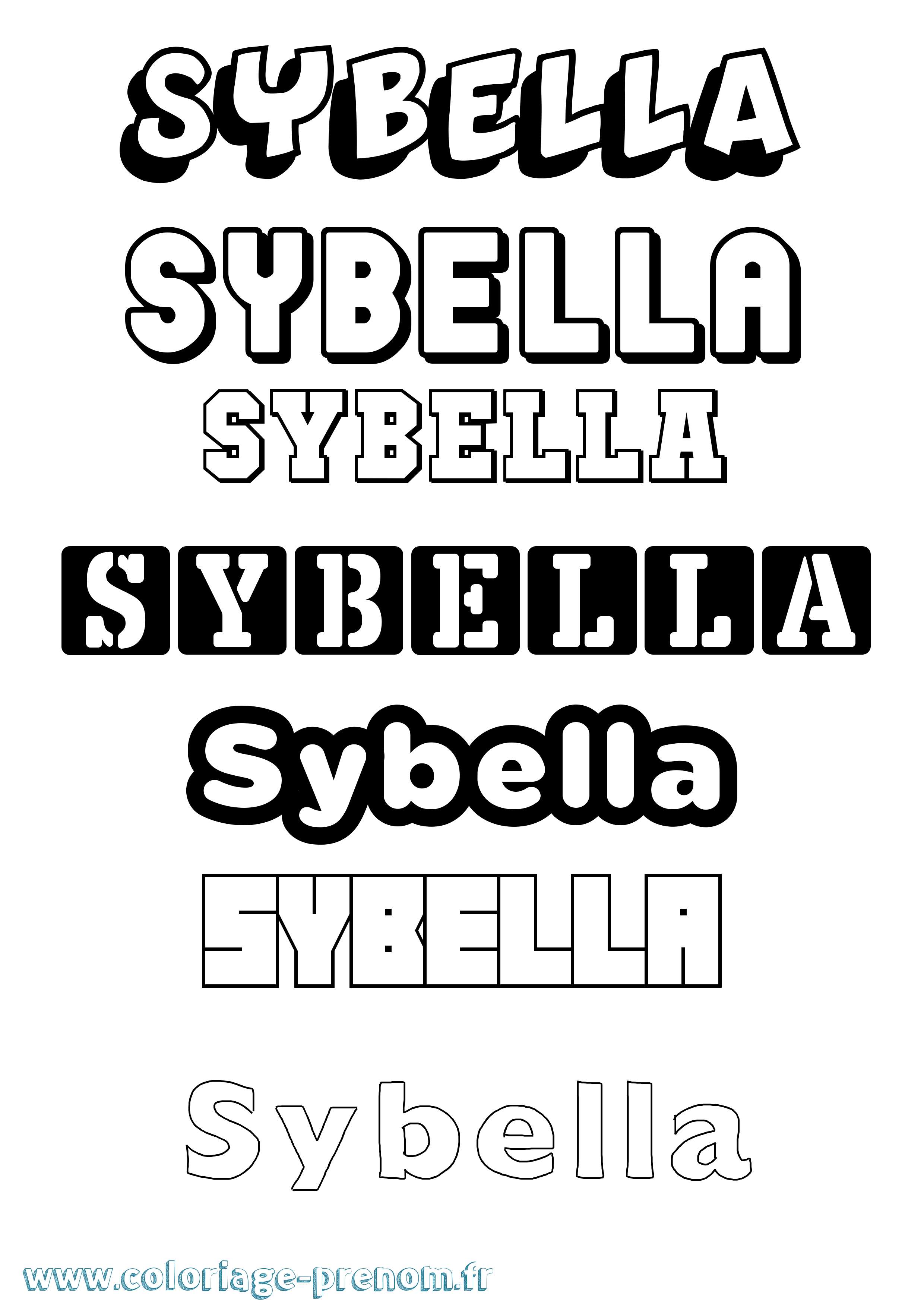 Coloriage Sybella Simple Coloriage prénom Sybella Simple