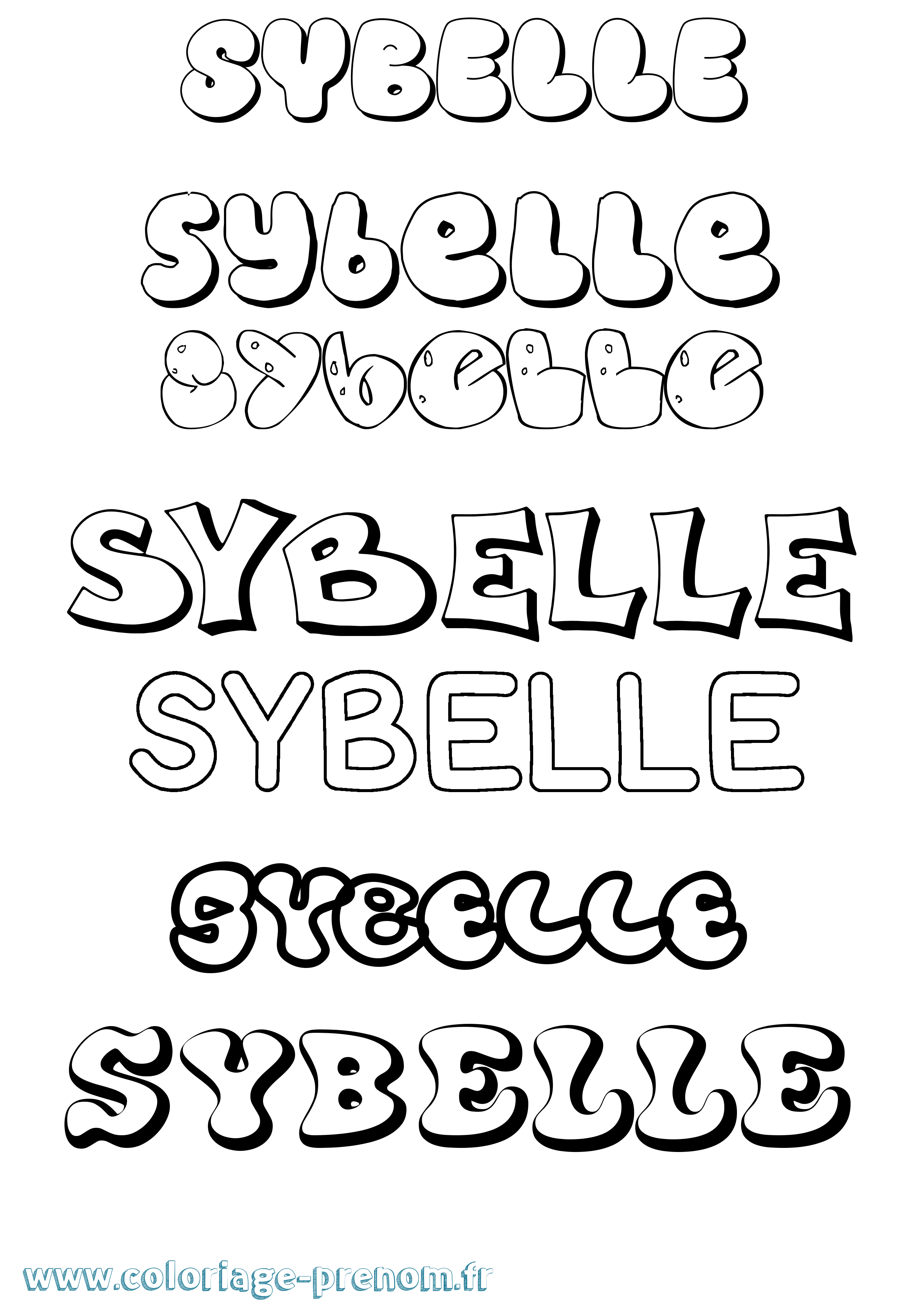 Coloriage Sybelle Bubble Coloriage prénom Sybelle Bubble