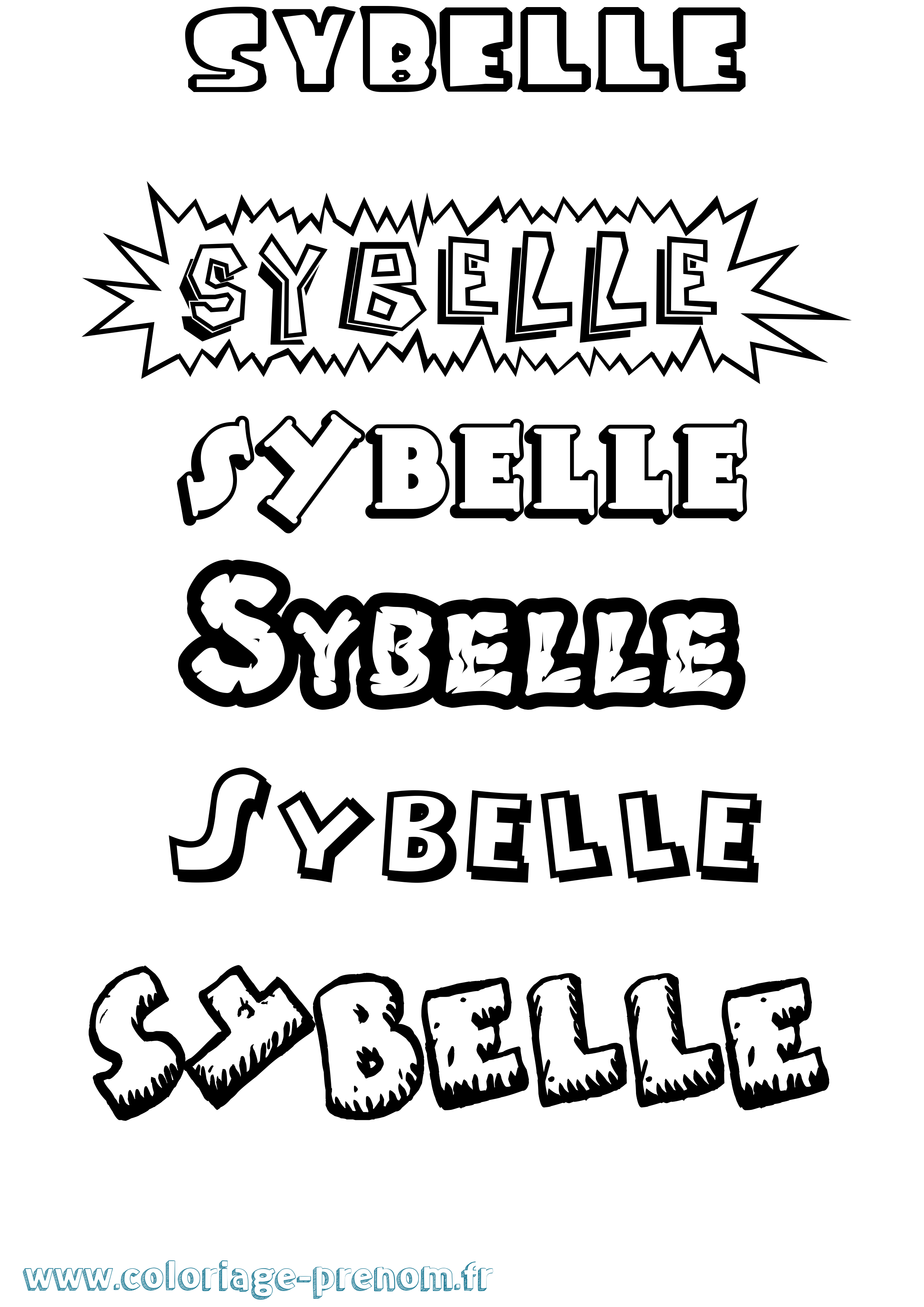 Coloriage Sybelle Dessin Animé Coloriage prénom Sybelle Dessin Animé