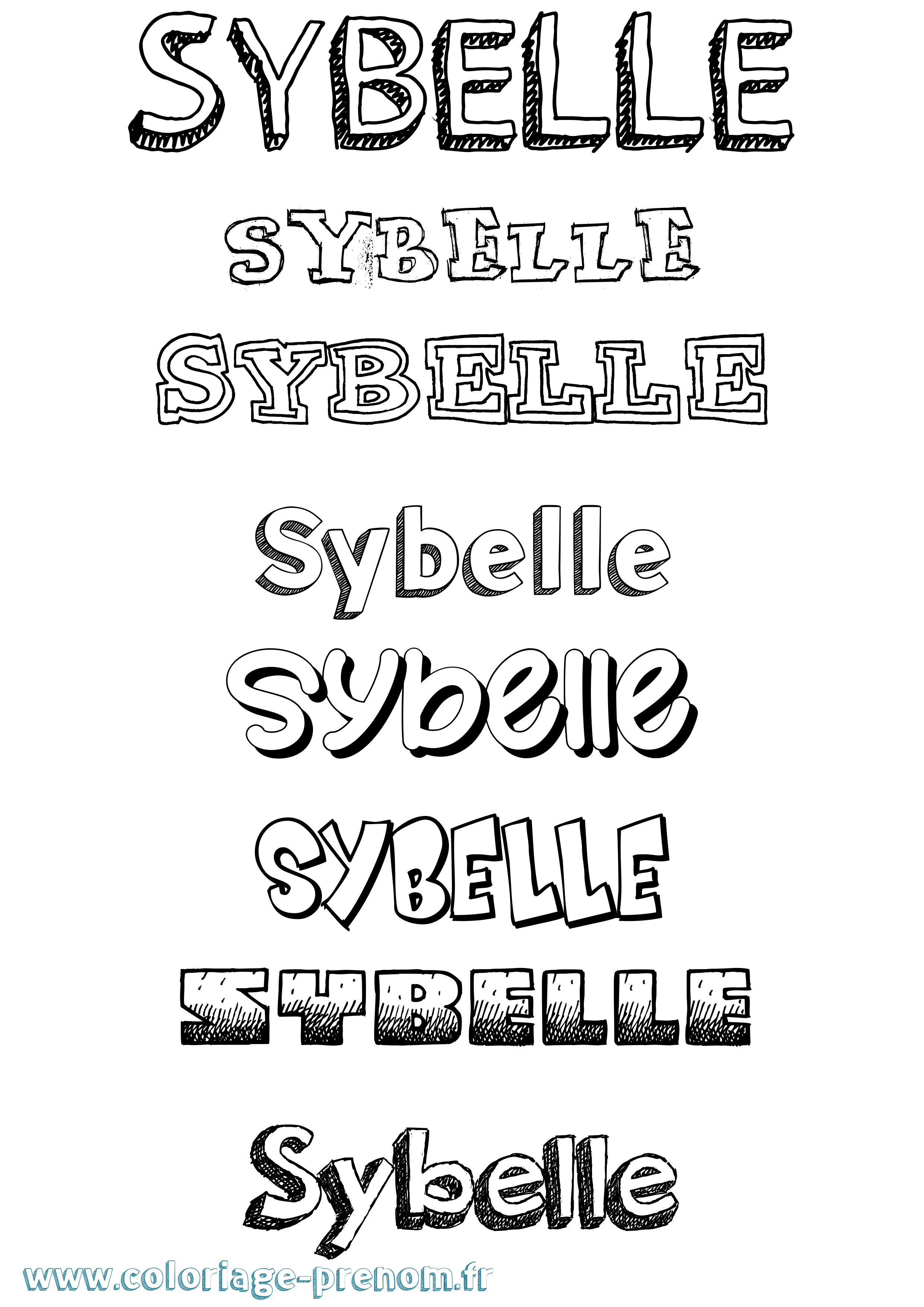 Coloriage Sybelle Dessiné Coloriage prénom Sybelle Dessiné