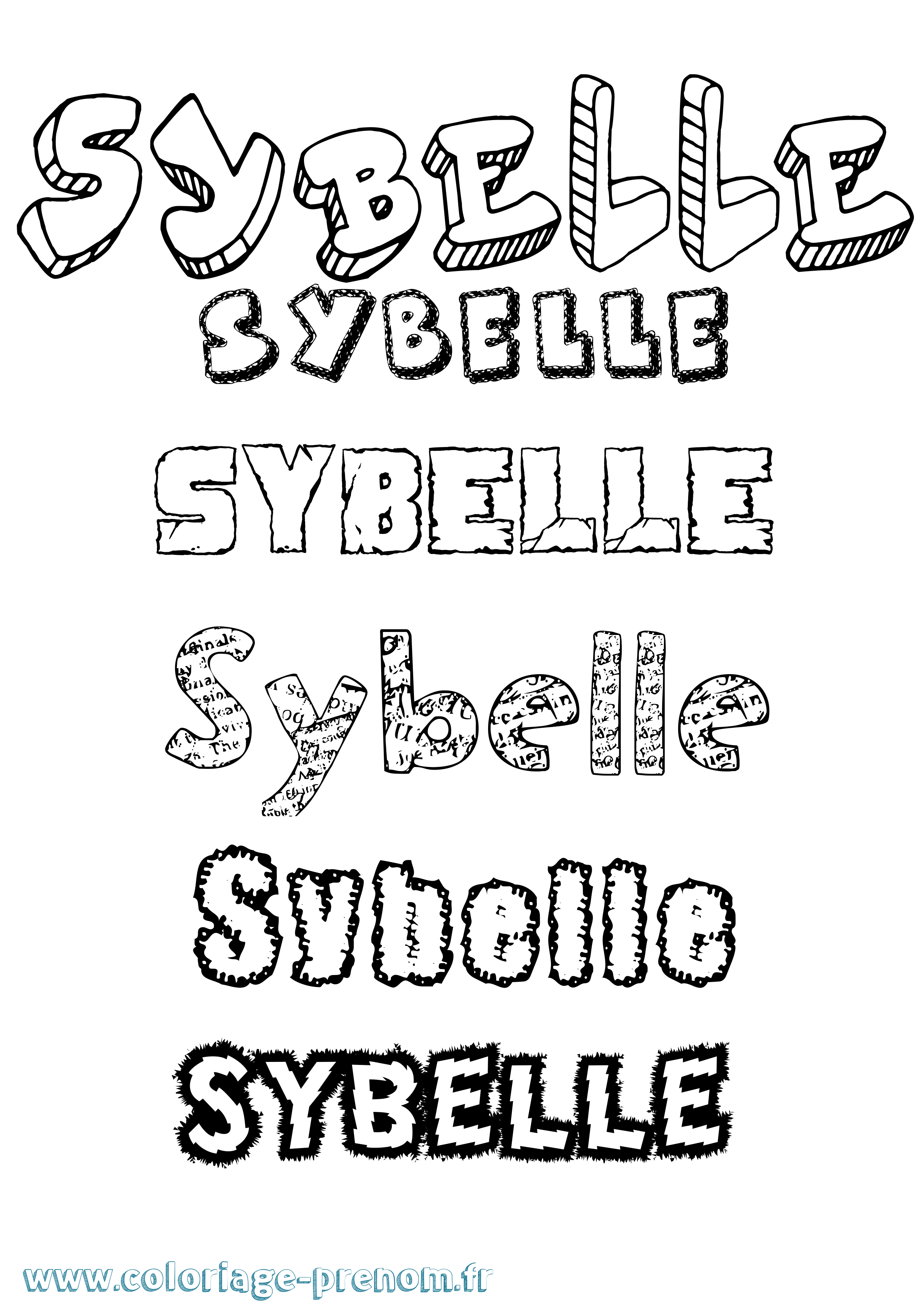 Coloriage Sybelle Destructuré Coloriage prénom Sybelle Destructuré