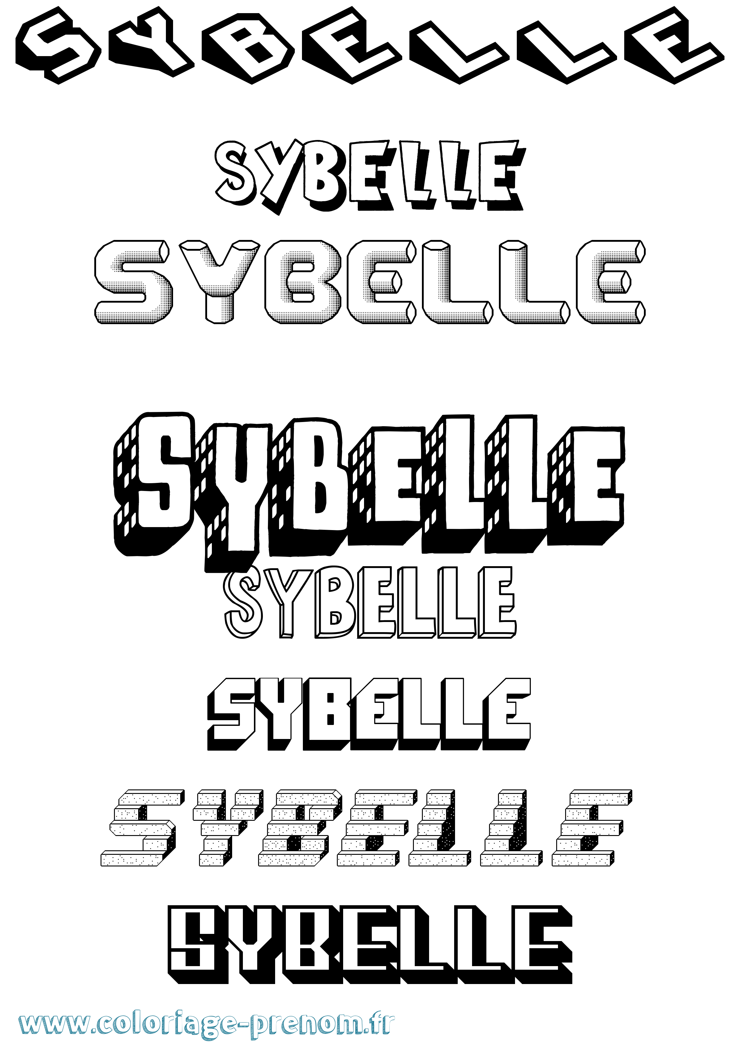 Coloriage Sybelle Effet 3D Coloriage prénom Sybelle Effet 3D