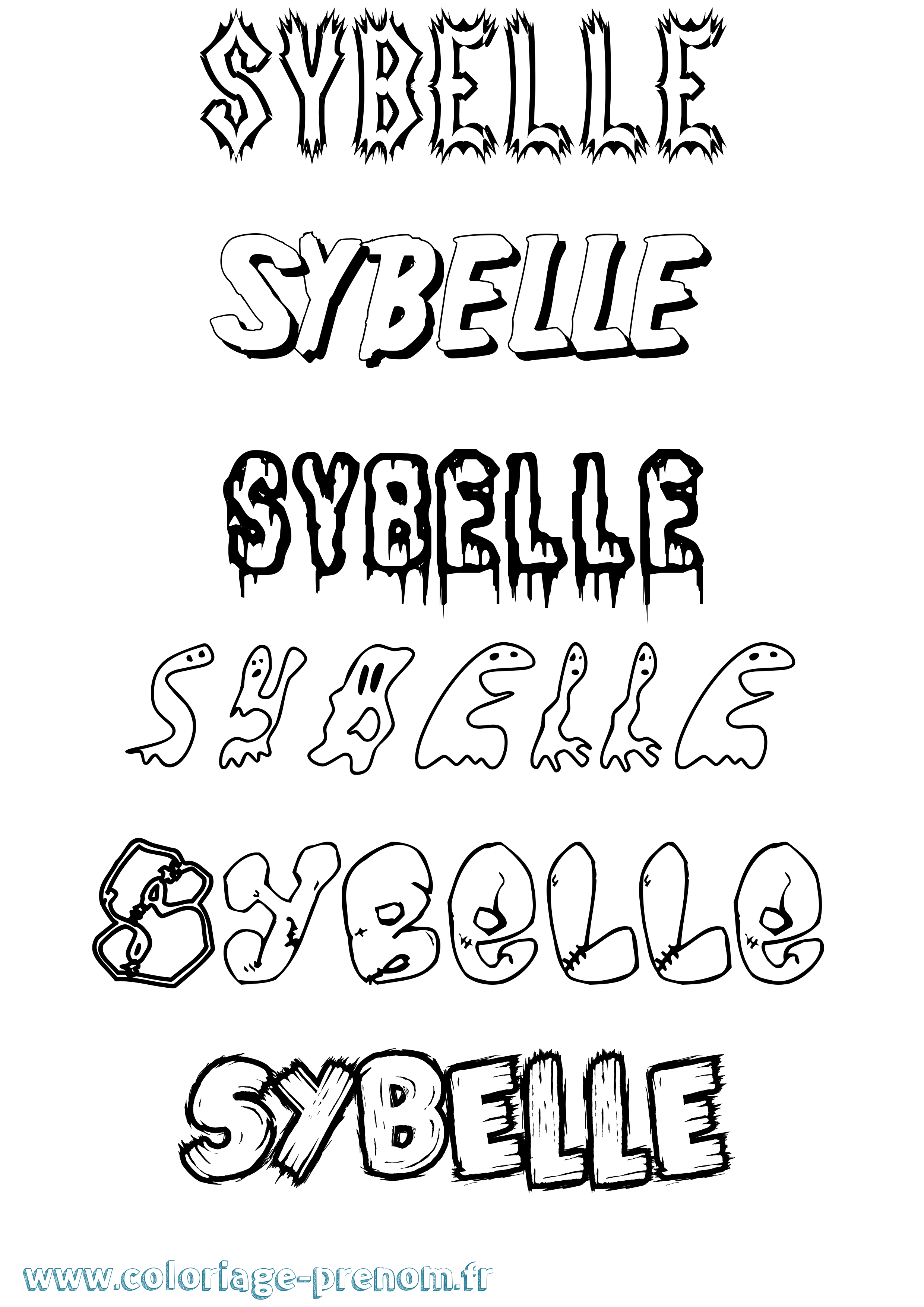 Coloriage Sybelle Frisson Coloriage prénom Sybelle Frisson