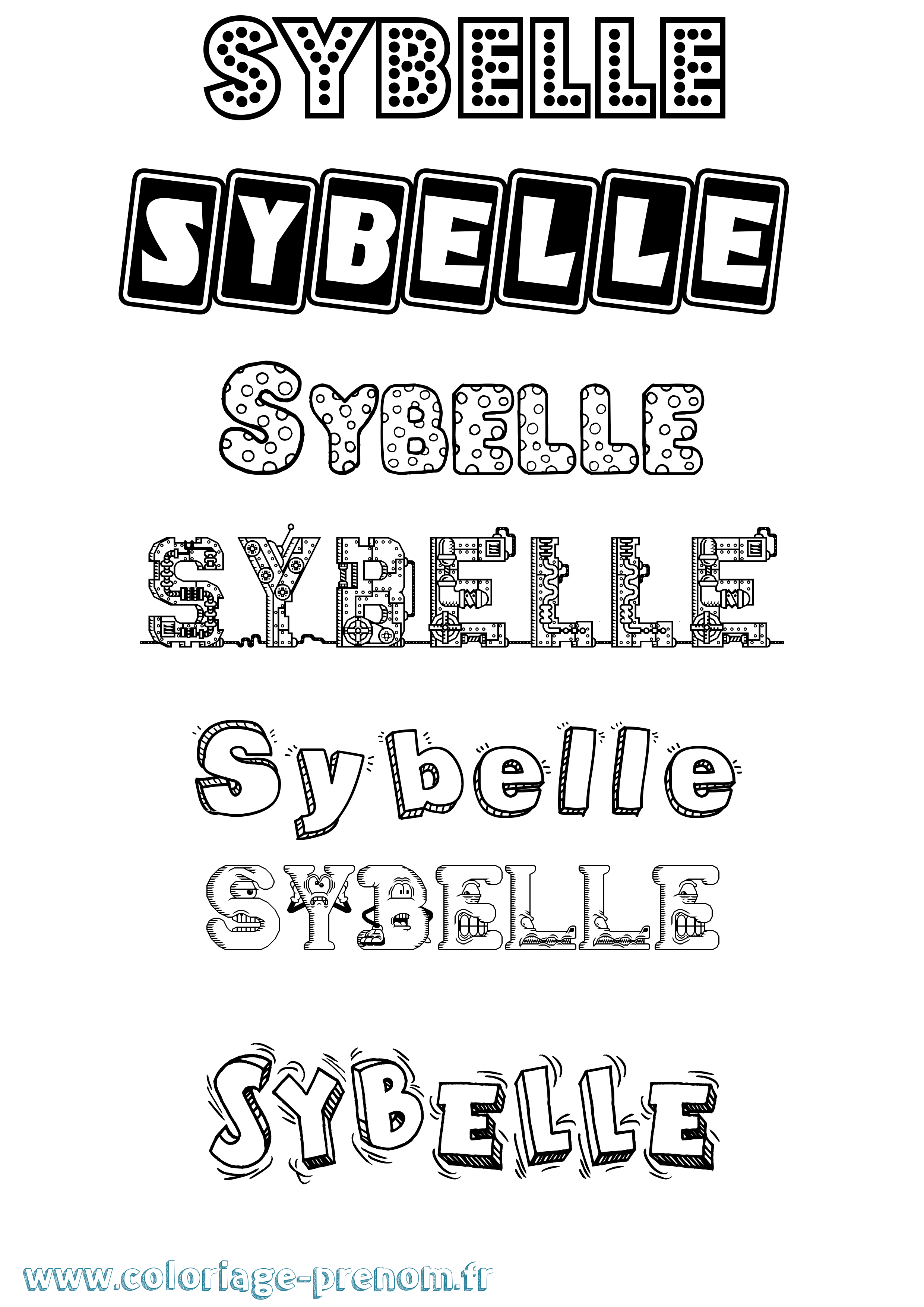 Coloriage Sybelle Fun Coloriage prénom Sybelle Fun