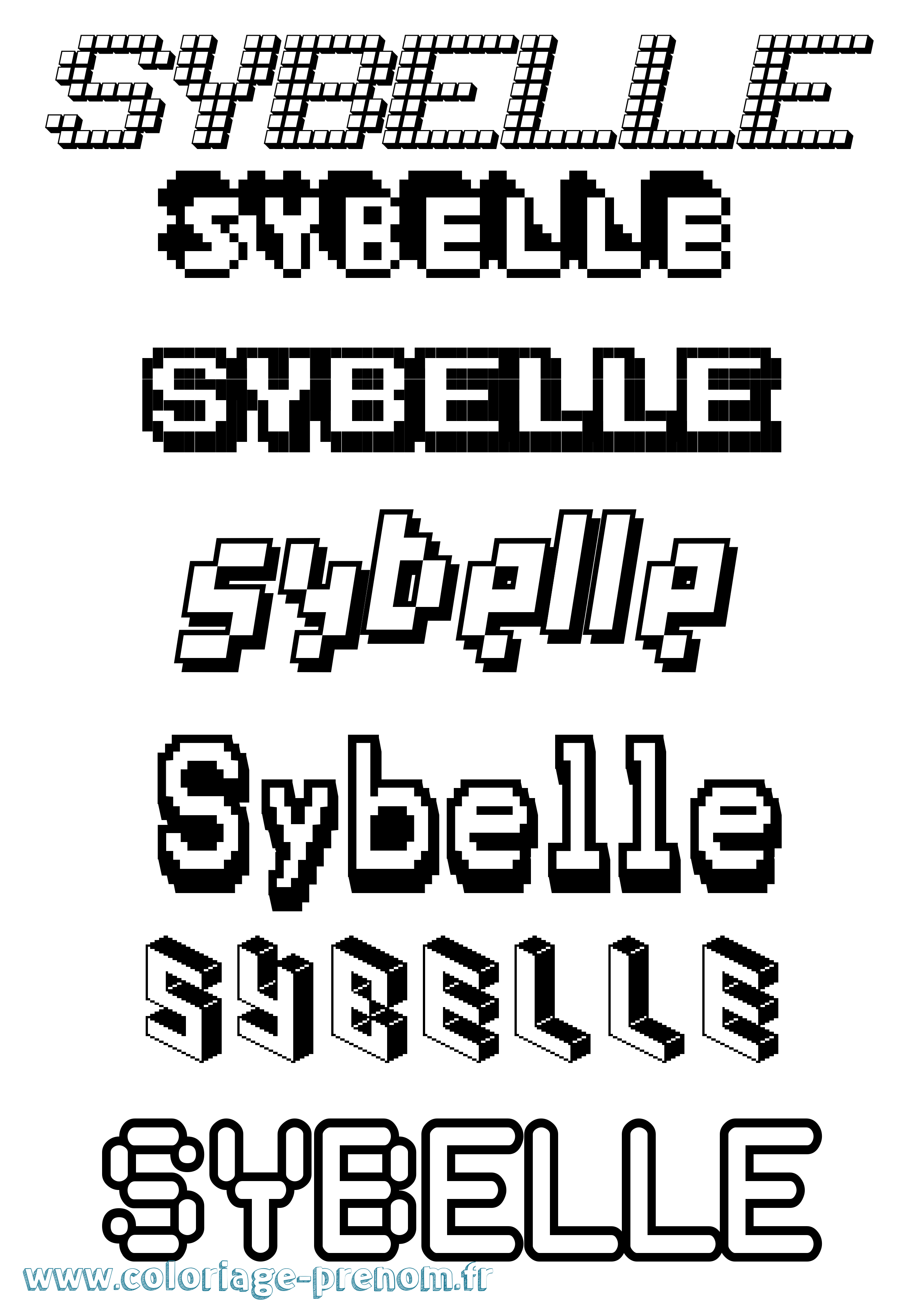 Coloriage Sybelle Pixel Coloriage prénom Sybelle Pixel