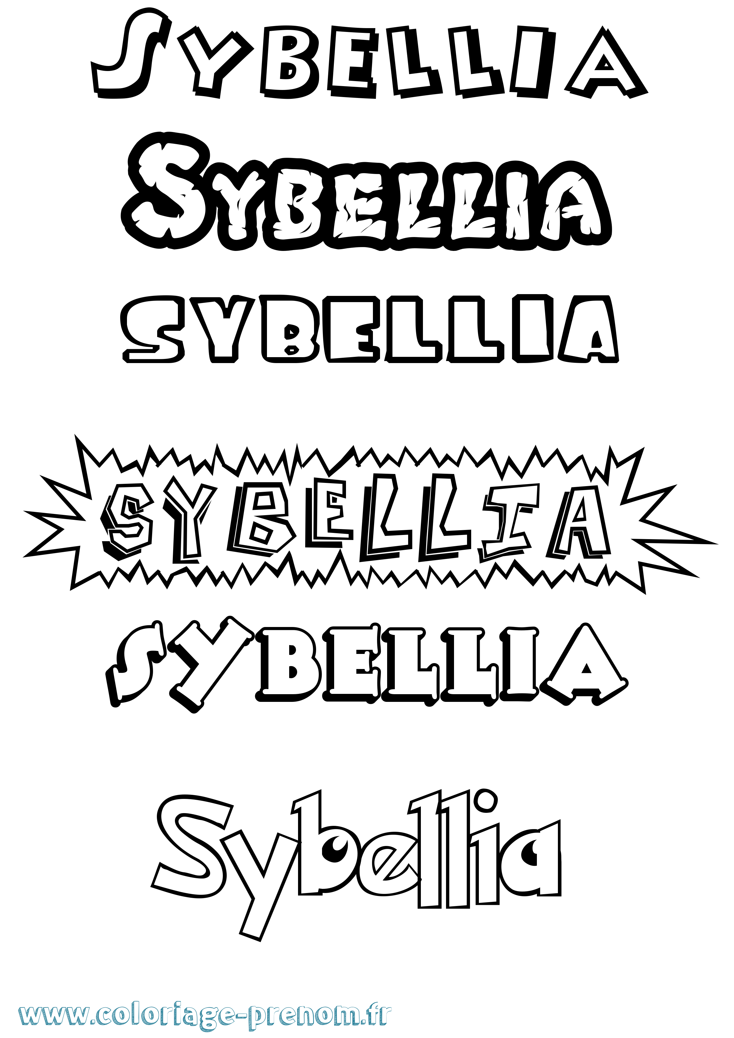 Coloriage Sybellia Dessin Animé Coloriage prénom Sybellia Dessin Animé