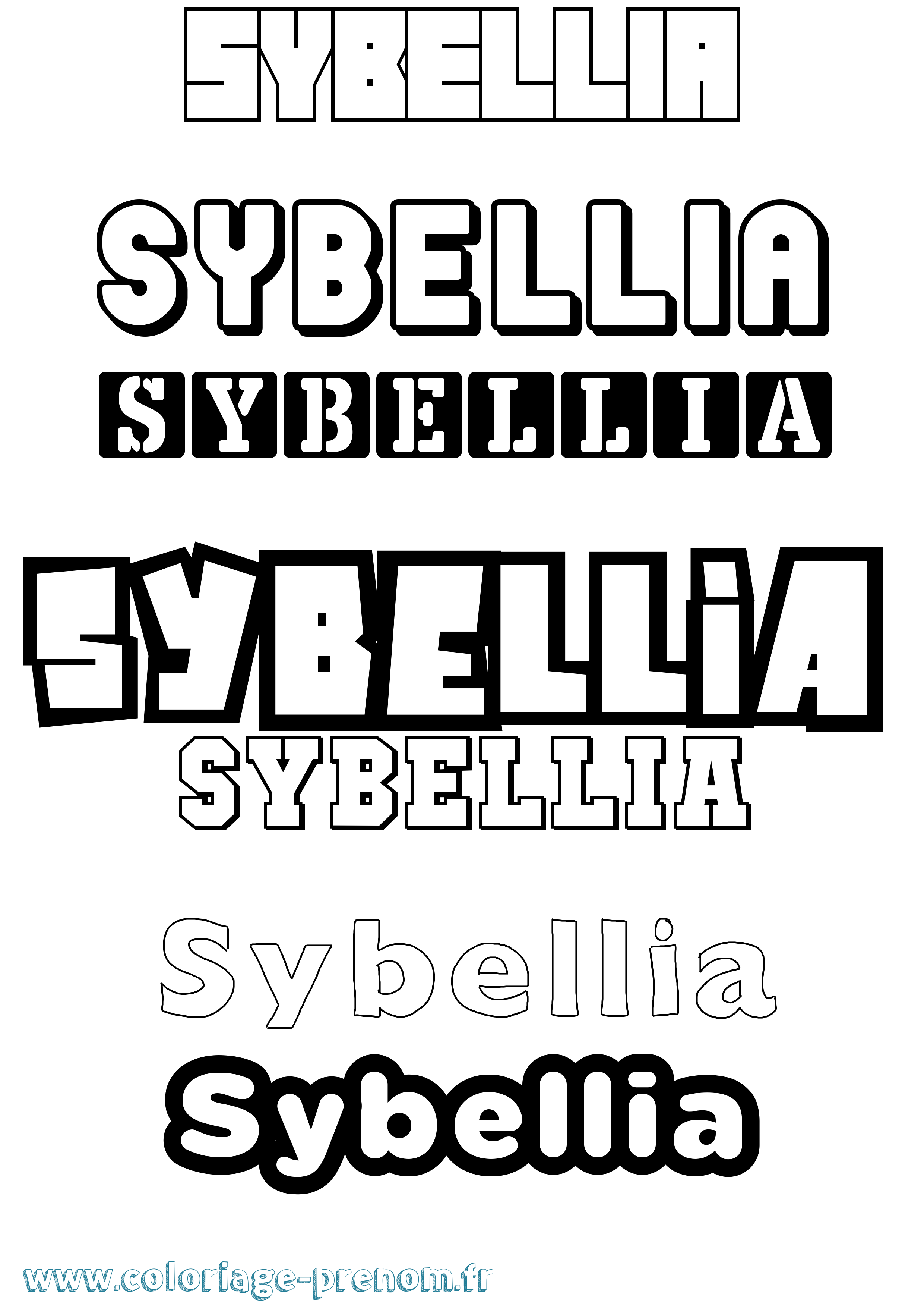 Coloriage Sybellia Simple Coloriage prénom Sybellia Simple