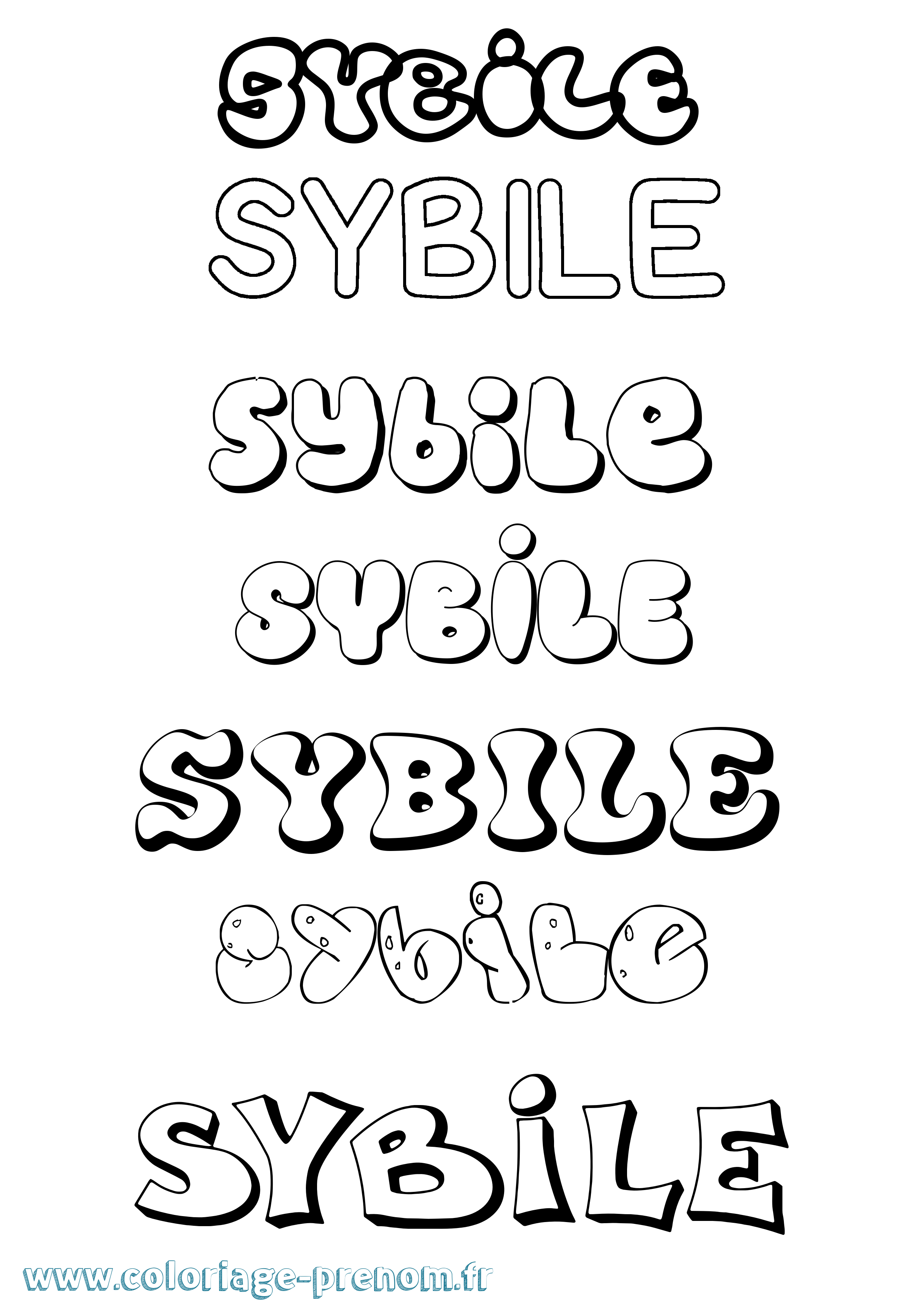Coloriage Sybile Bubble Coloriage prénom Sybile Bubble