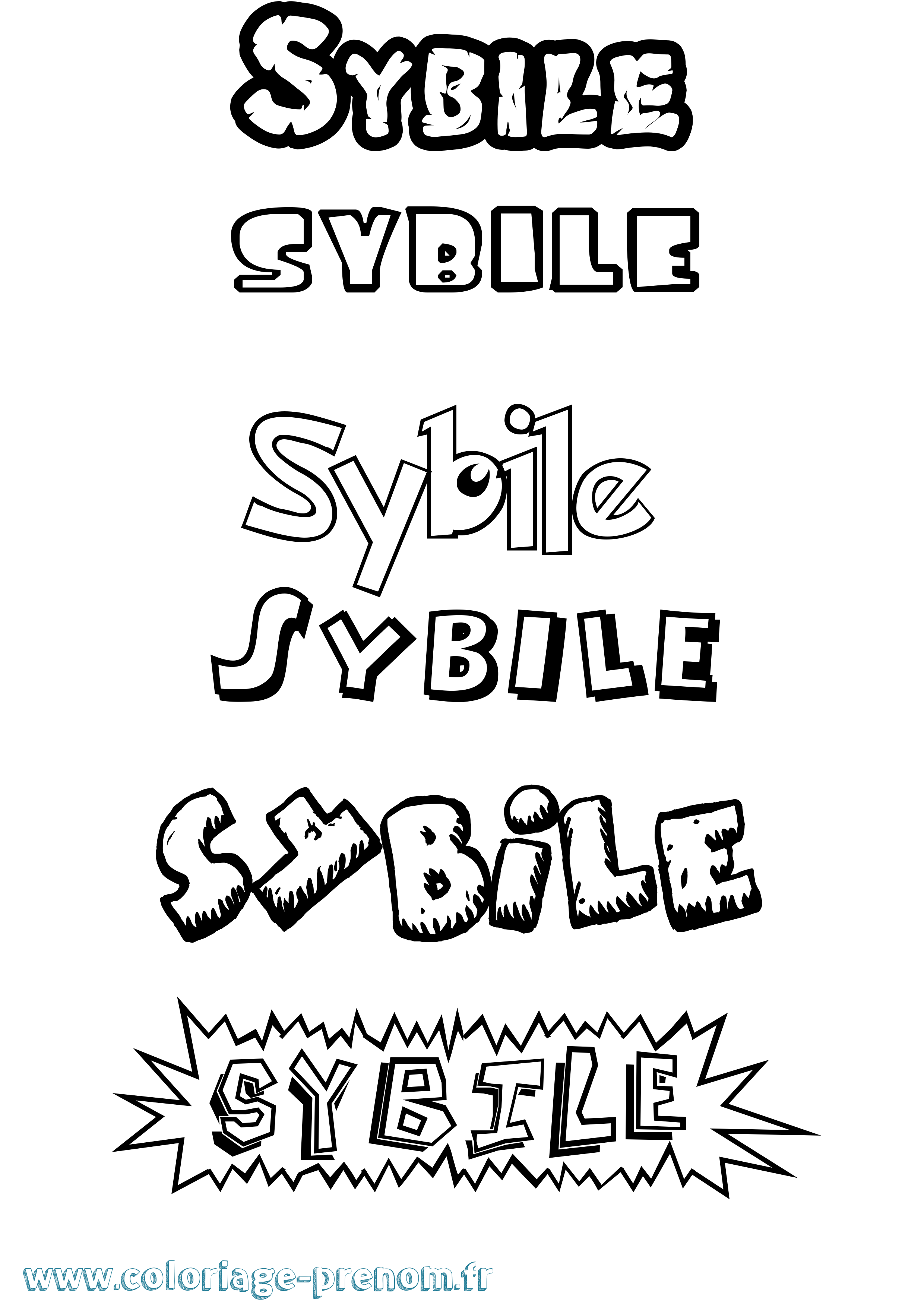 Coloriage Sybile Dessin Animé Coloriage prénom Sybile Dessin Animé