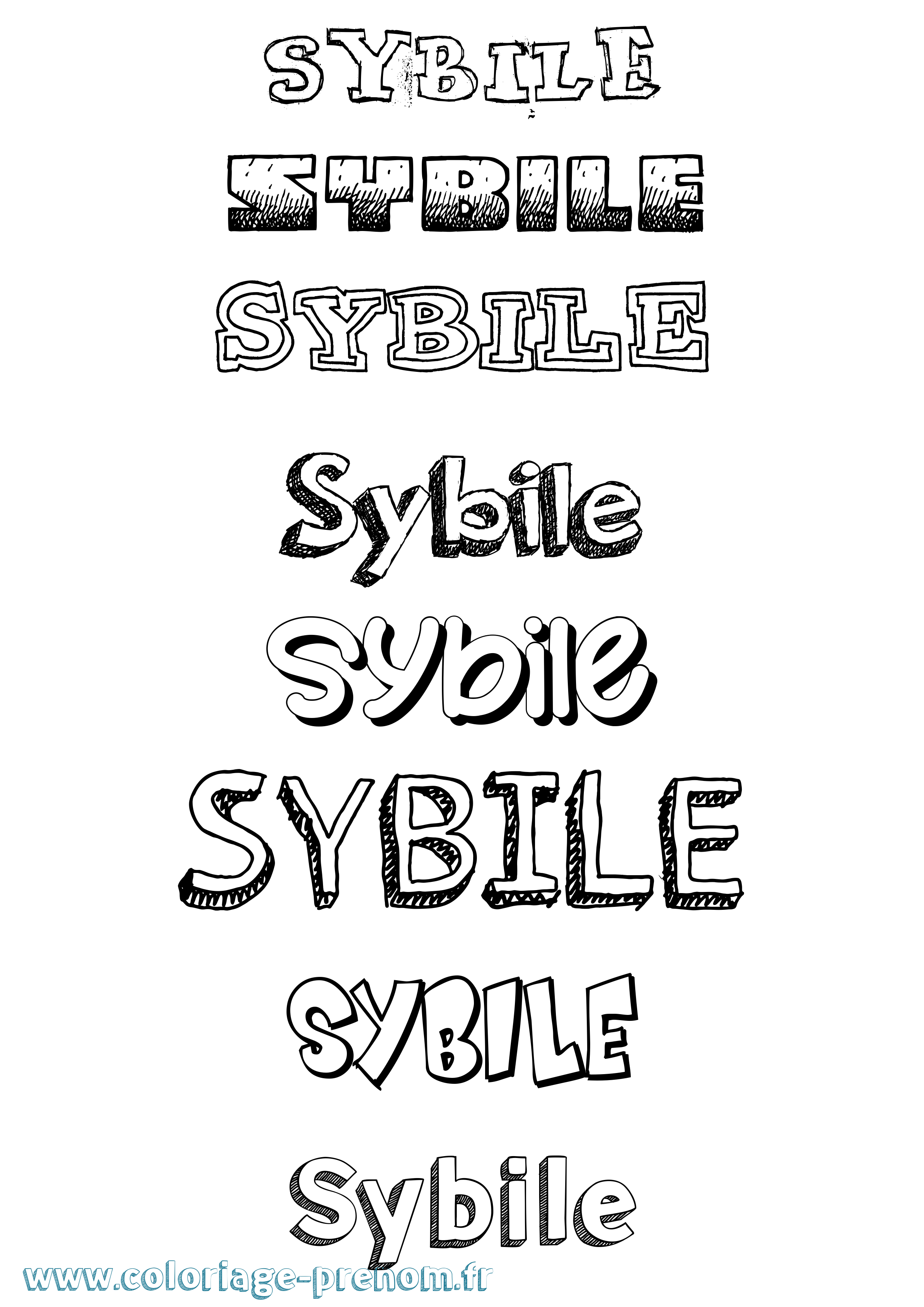 Coloriage Sybile Dessiné Coloriage prénom Sybile Dessiné