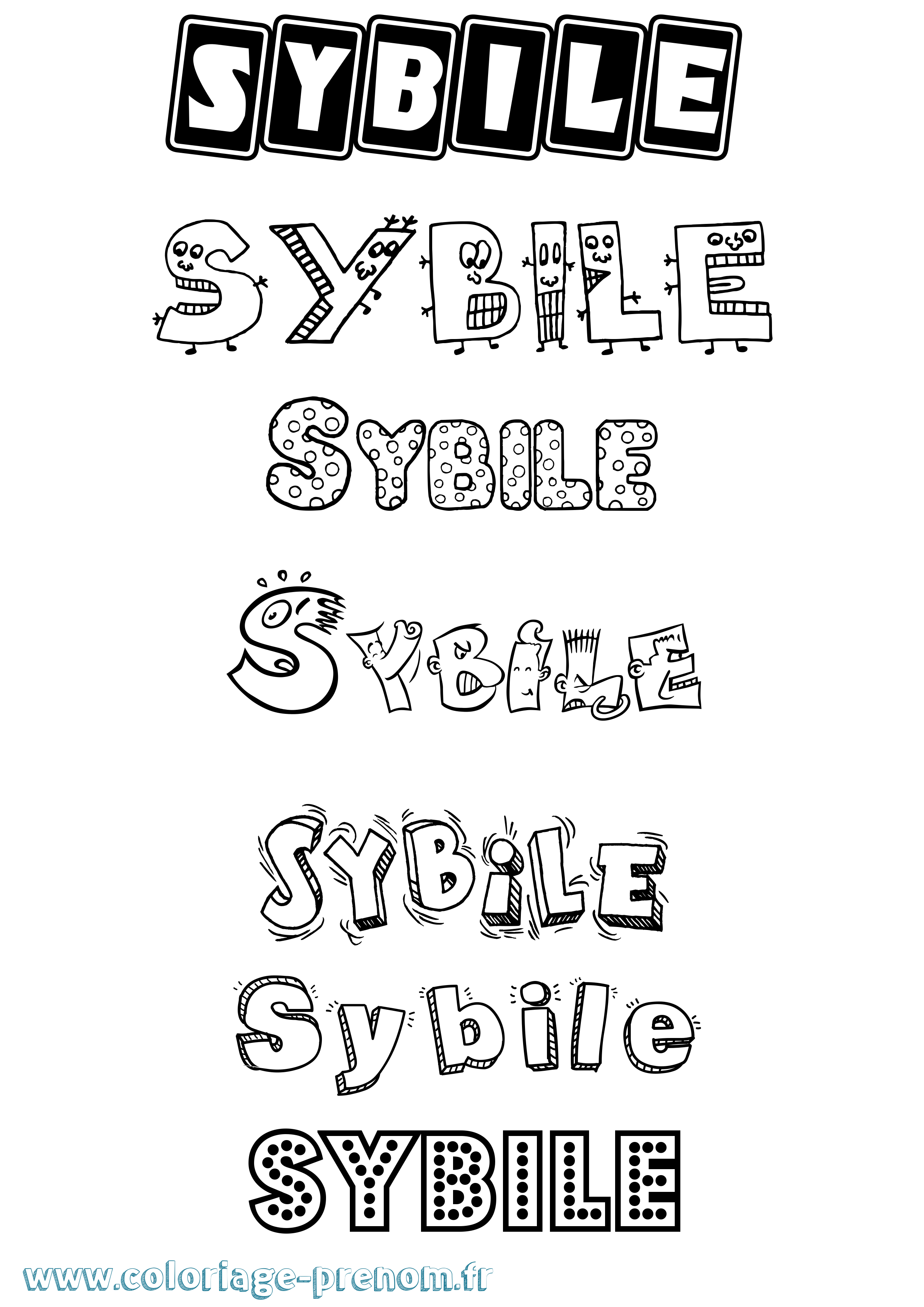 Coloriage Sybile Fun Coloriage prénom Sybile Fun