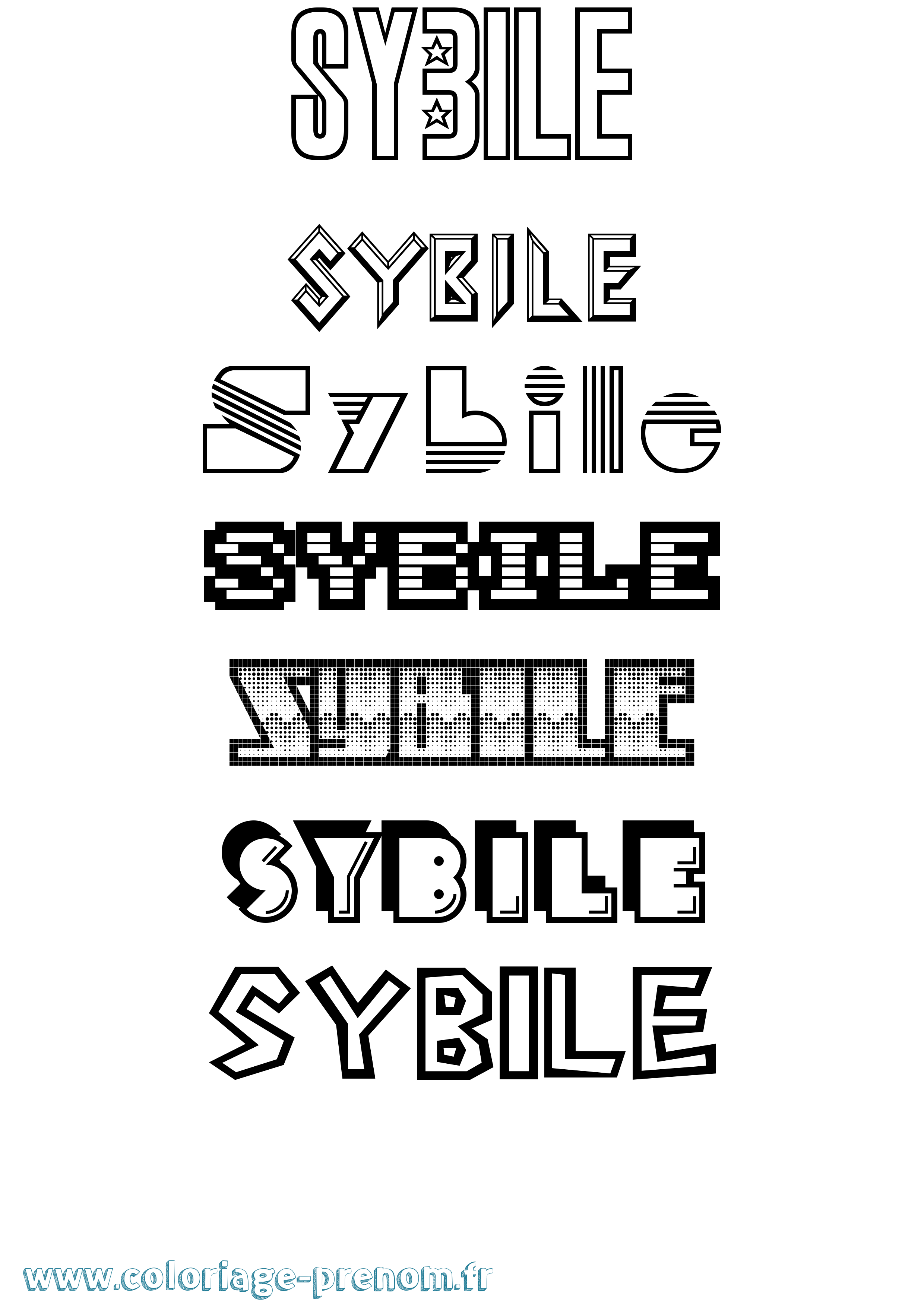 Coloriage Sybile Jeux Vidéos Coloriage prénom Sybile Jeux Vidéos