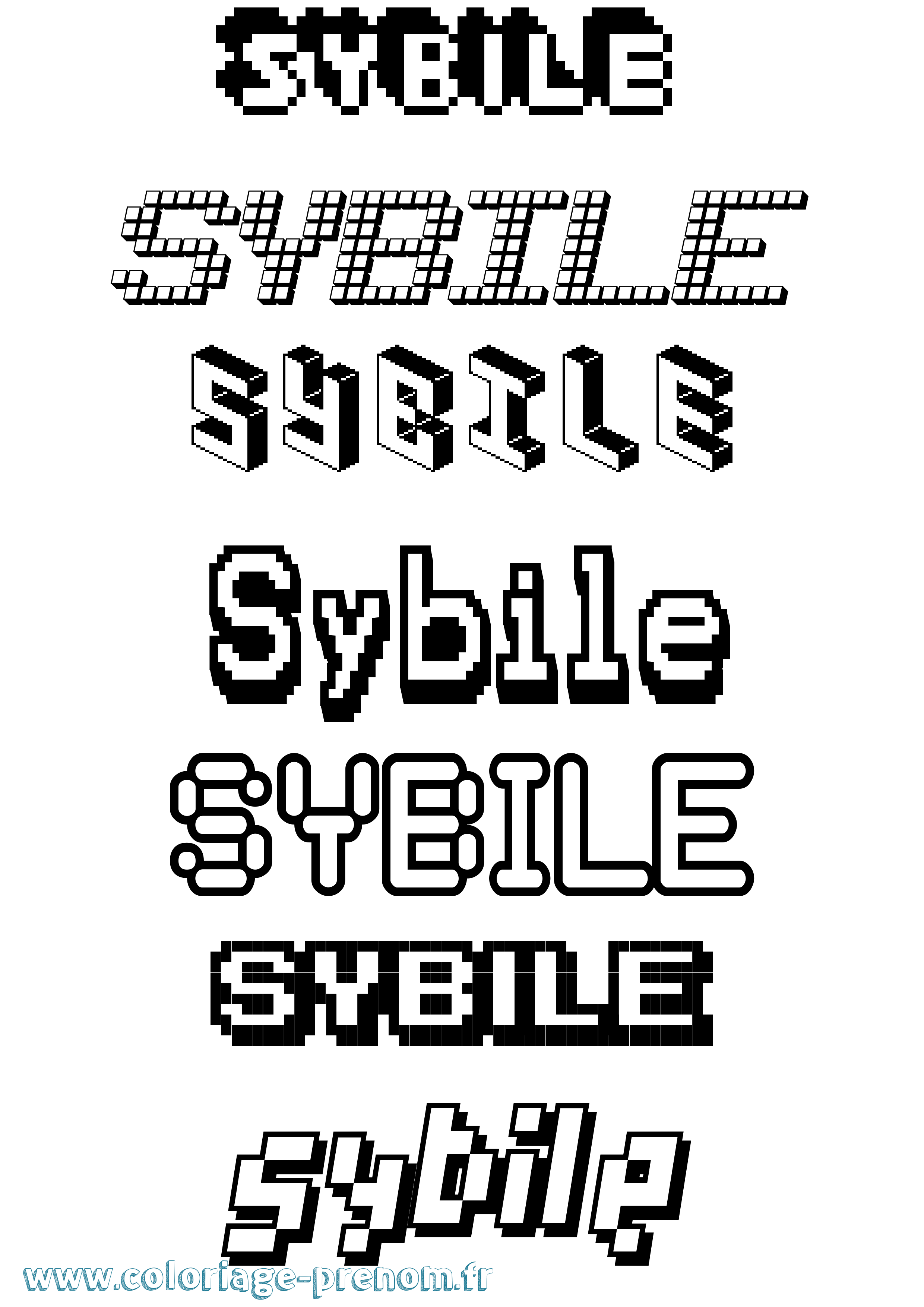 Coloriage Sybile Pixel Coloriage prénom Sybile Pixel