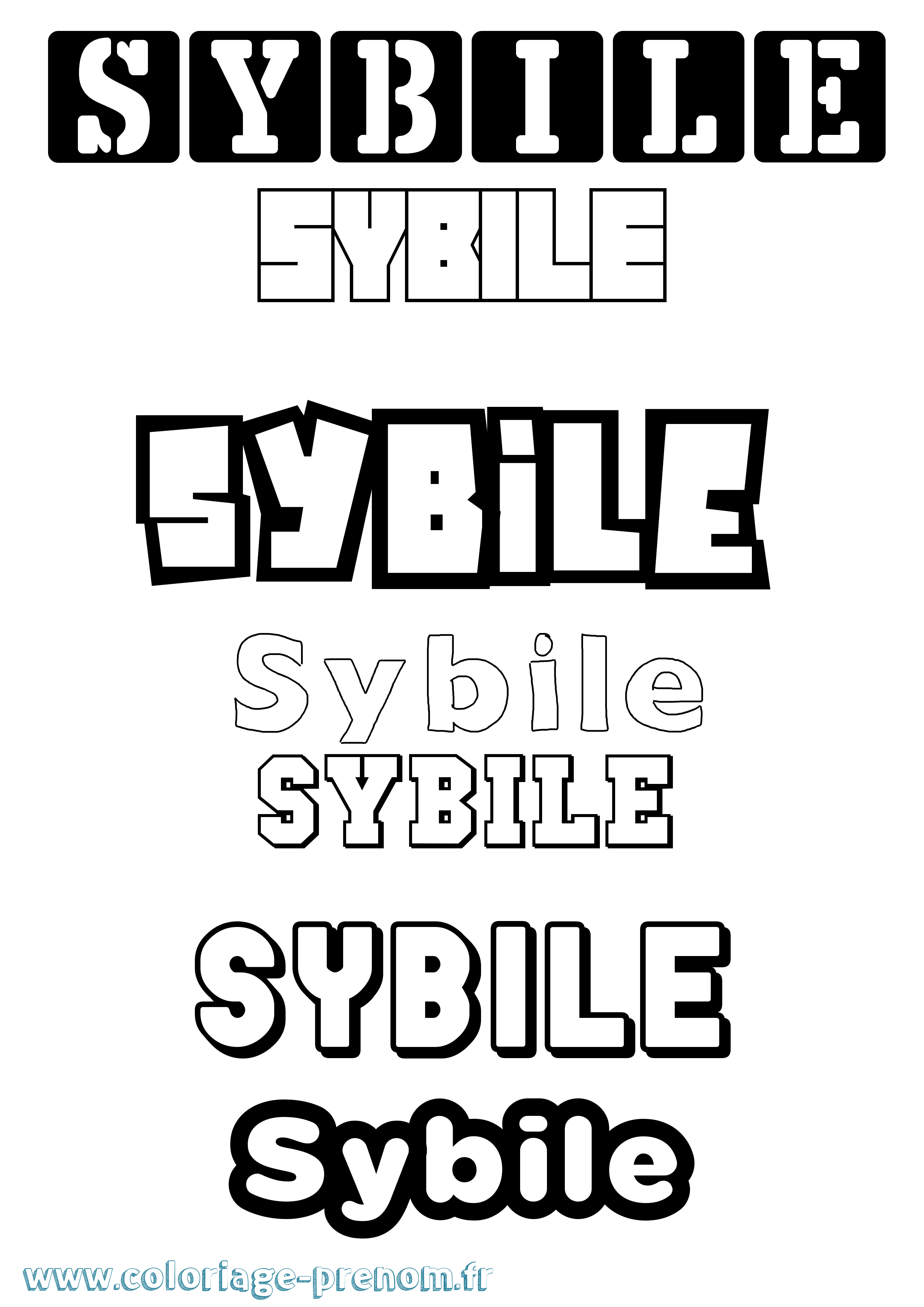Coloriage Sybile Simple Coloriage prénom Sybile Simple