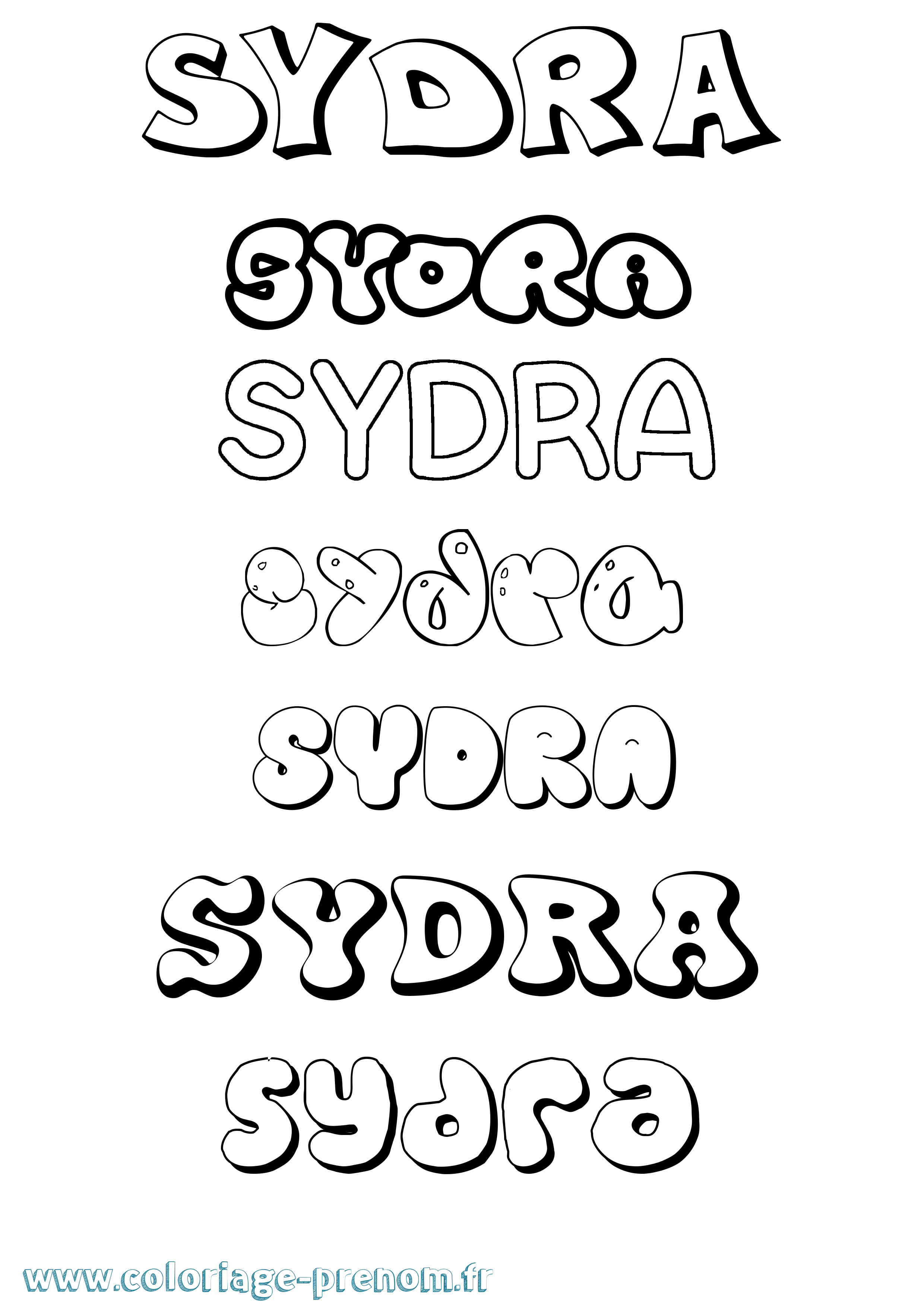 Coloriage Sydra Bubble Coloriage prénom Sydra Bubble