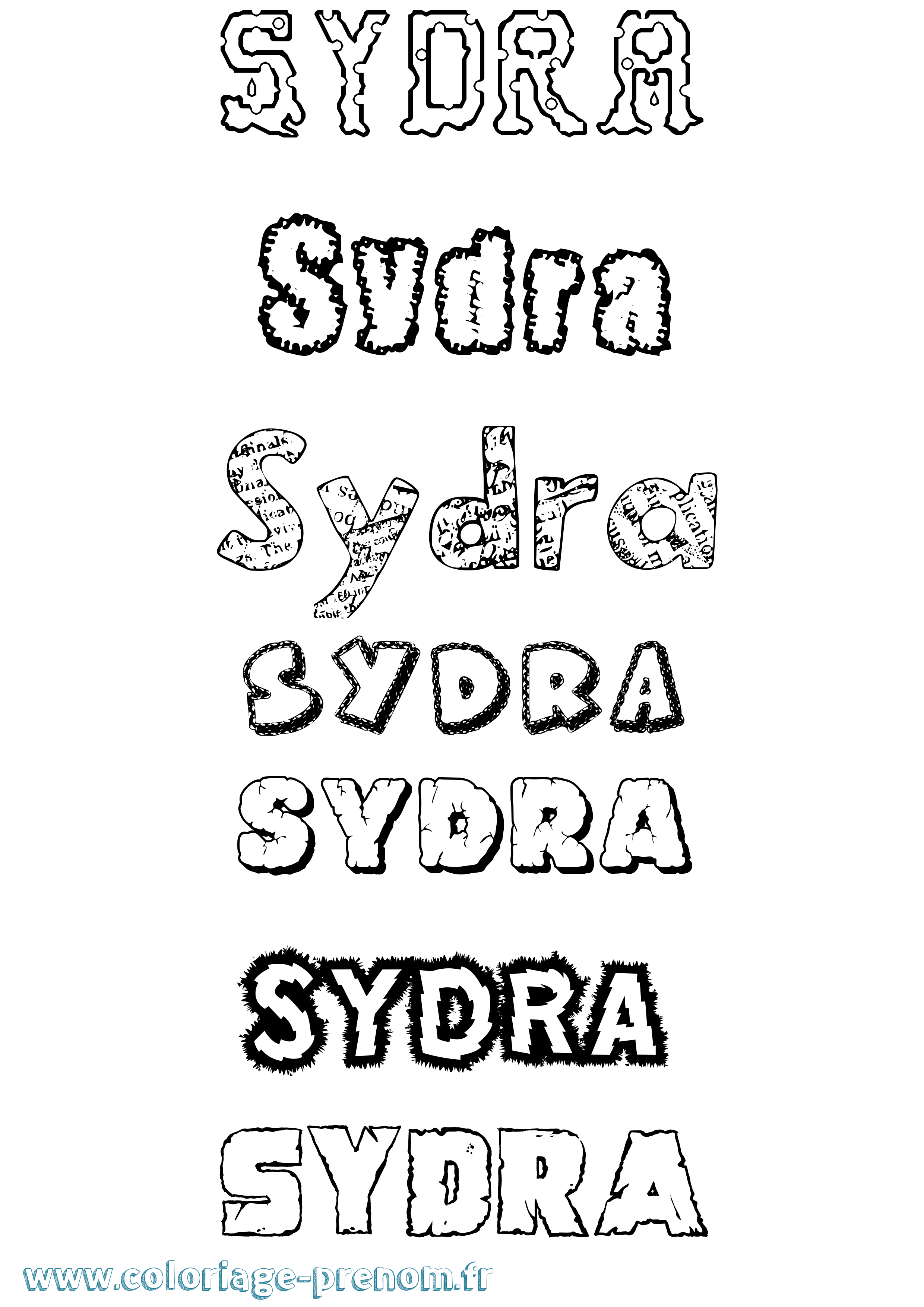 Coloriage Sydra Destructuré Coloriage prénom Sydra Destructuré