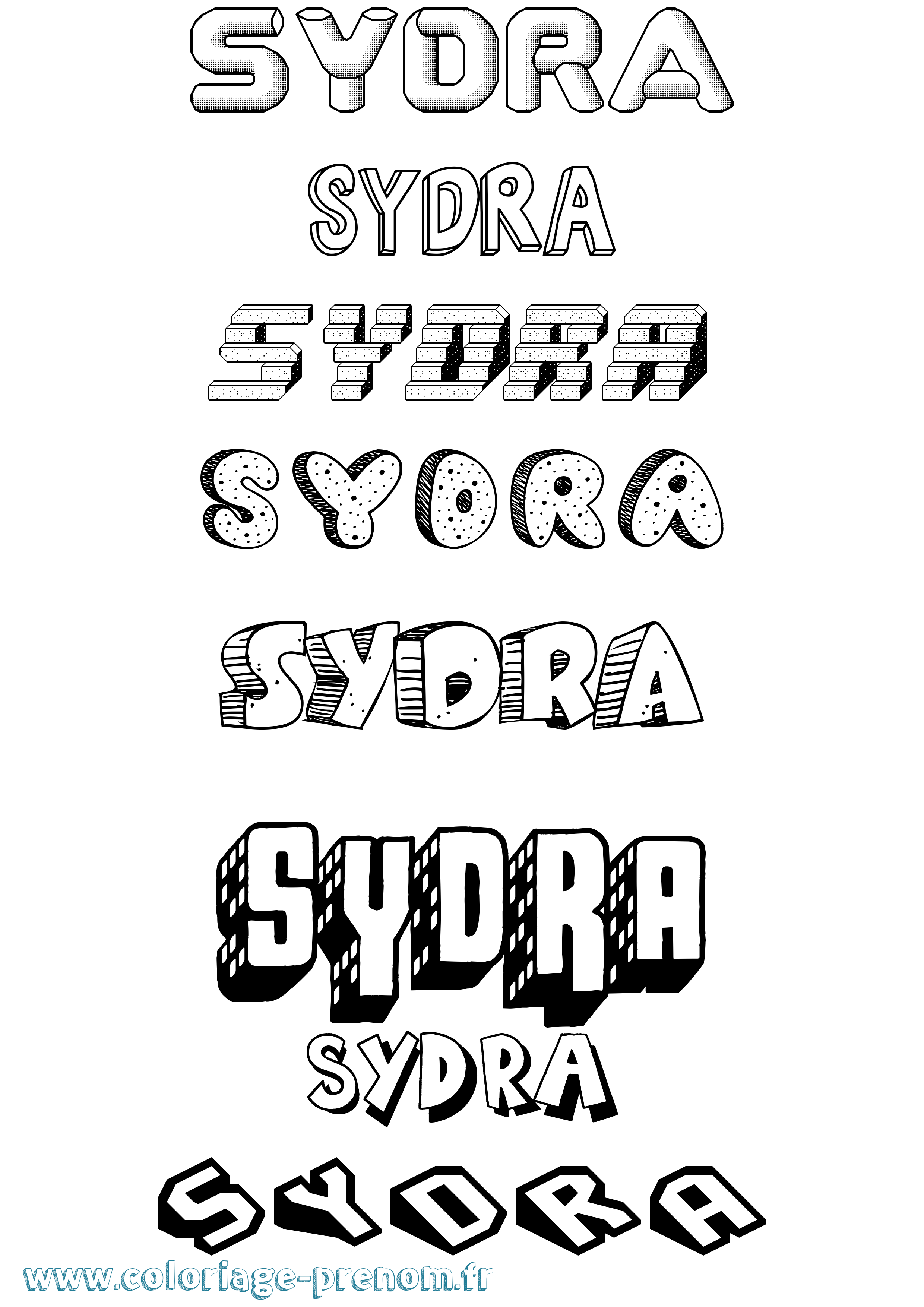 Coloriage Sydra Effet 3D Coloriage prénom Sydra Effet 3D