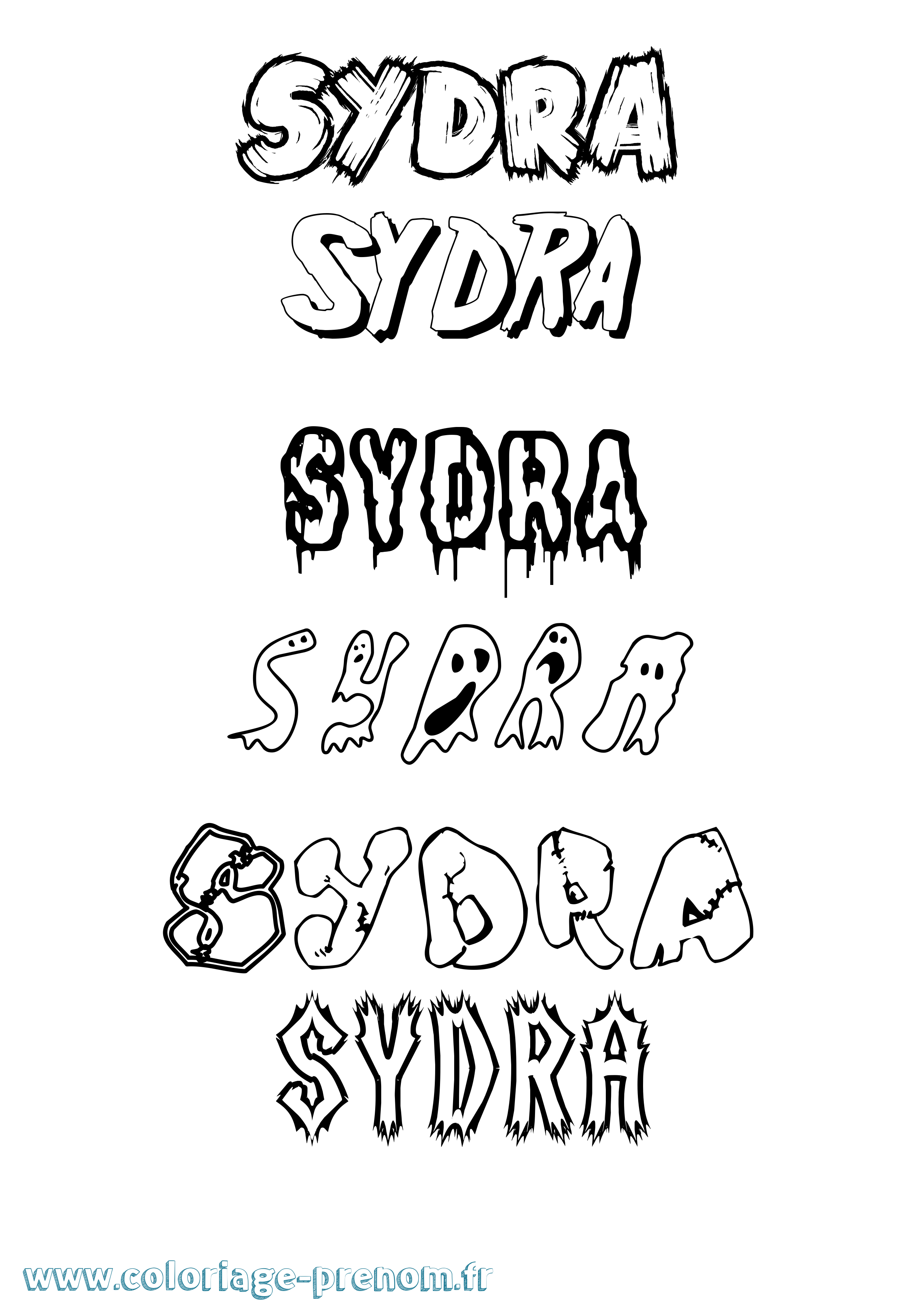 Coloriage Sydra Frisson Coloriage prénom Sydra Frisson