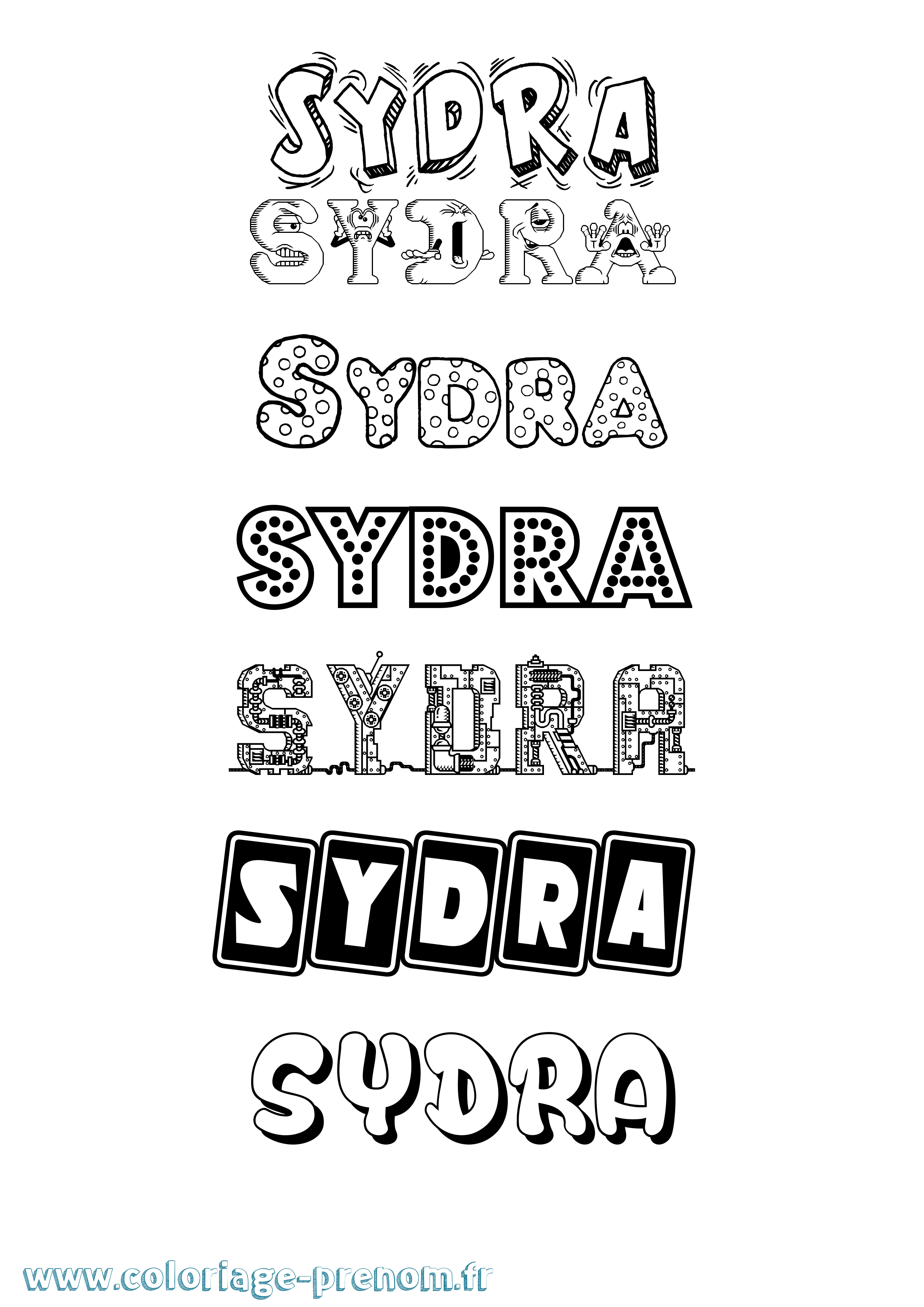 Coloriage Sydra Fun Coloriage prénom Sydra Fun