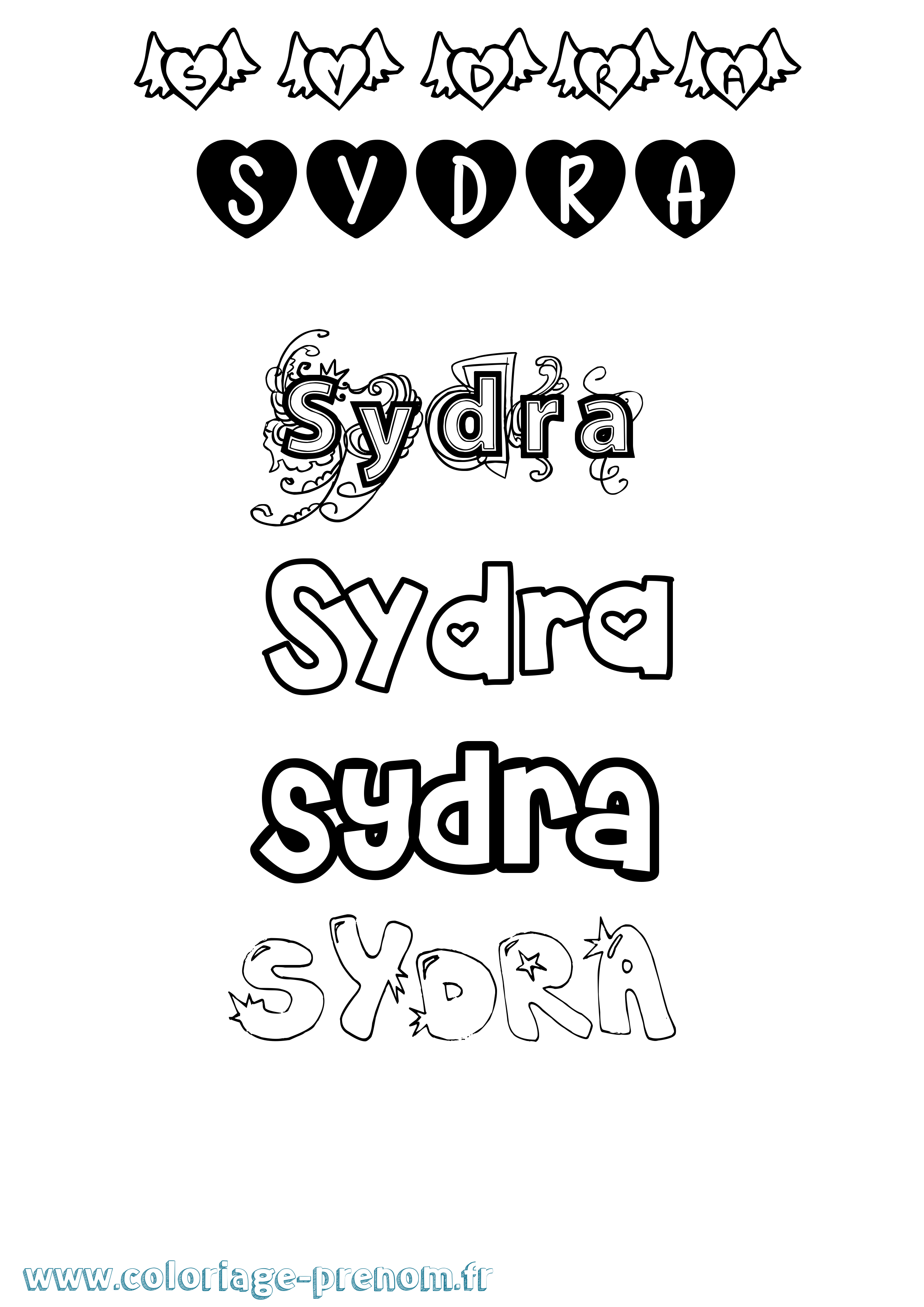 Coloriage Sydra Girly Coloriage prénom Sydra Girly