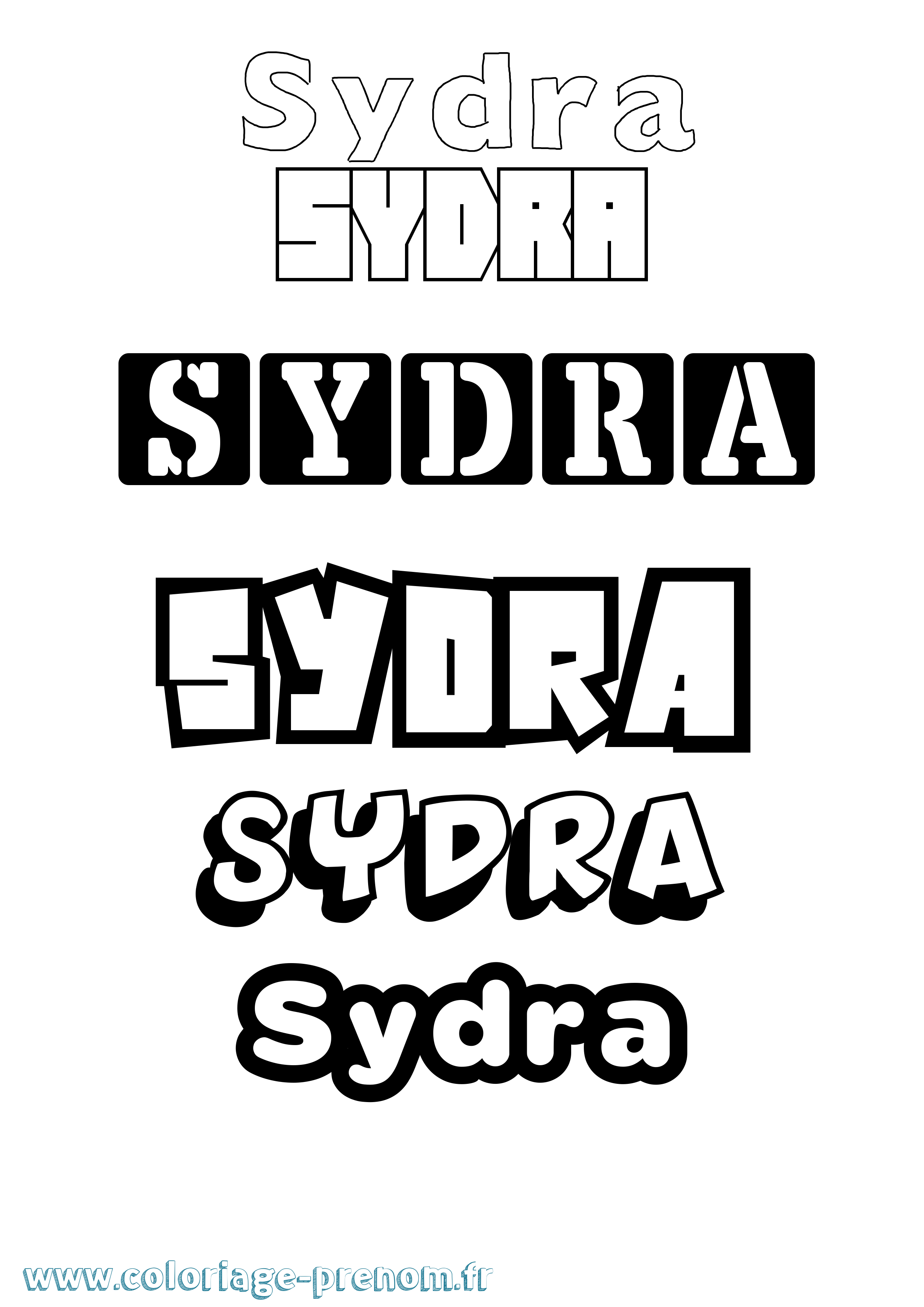 Coloriage Sydra Simple Coloriage prénom Sydra Simple