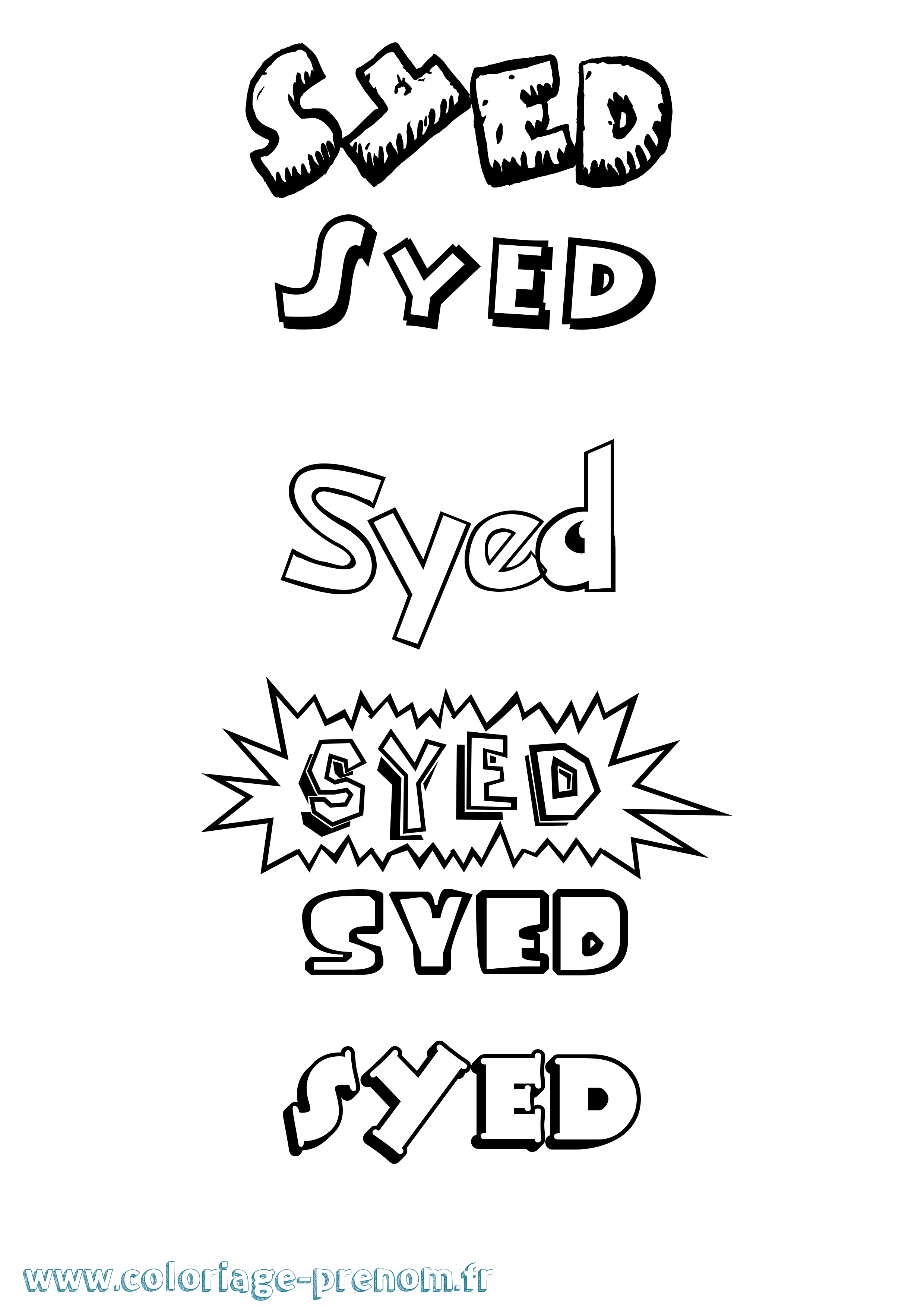Coloriage Syed Dessin Animé Coloriage prénom Syed Dessin Animé