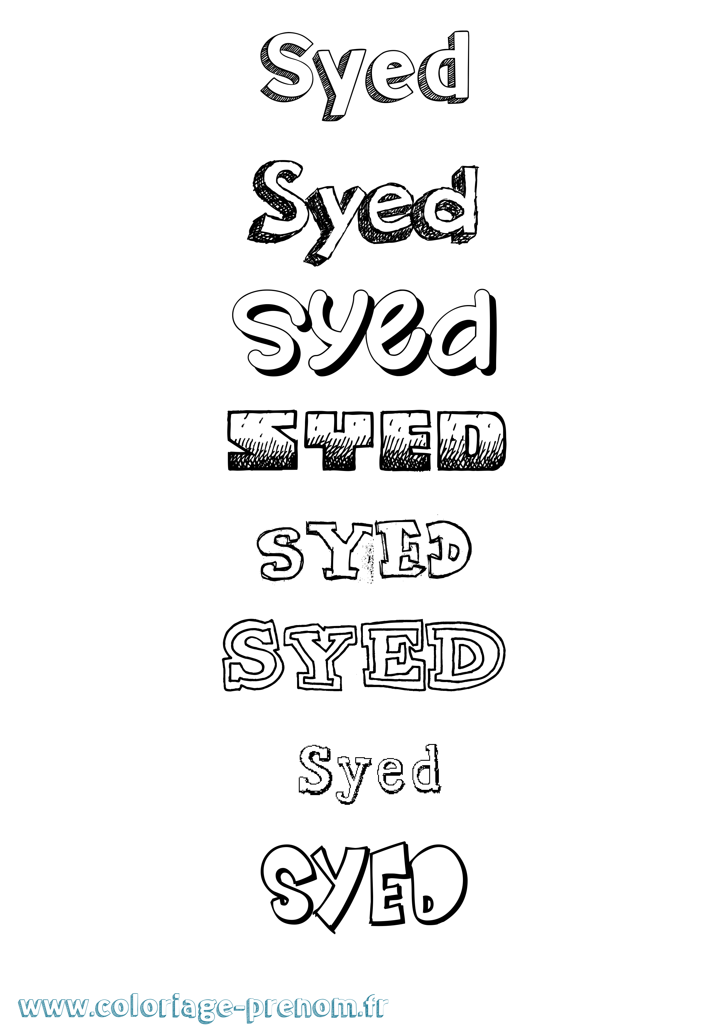Coloriage Syed Dessiné Coloriage prénom Syed Dessiné