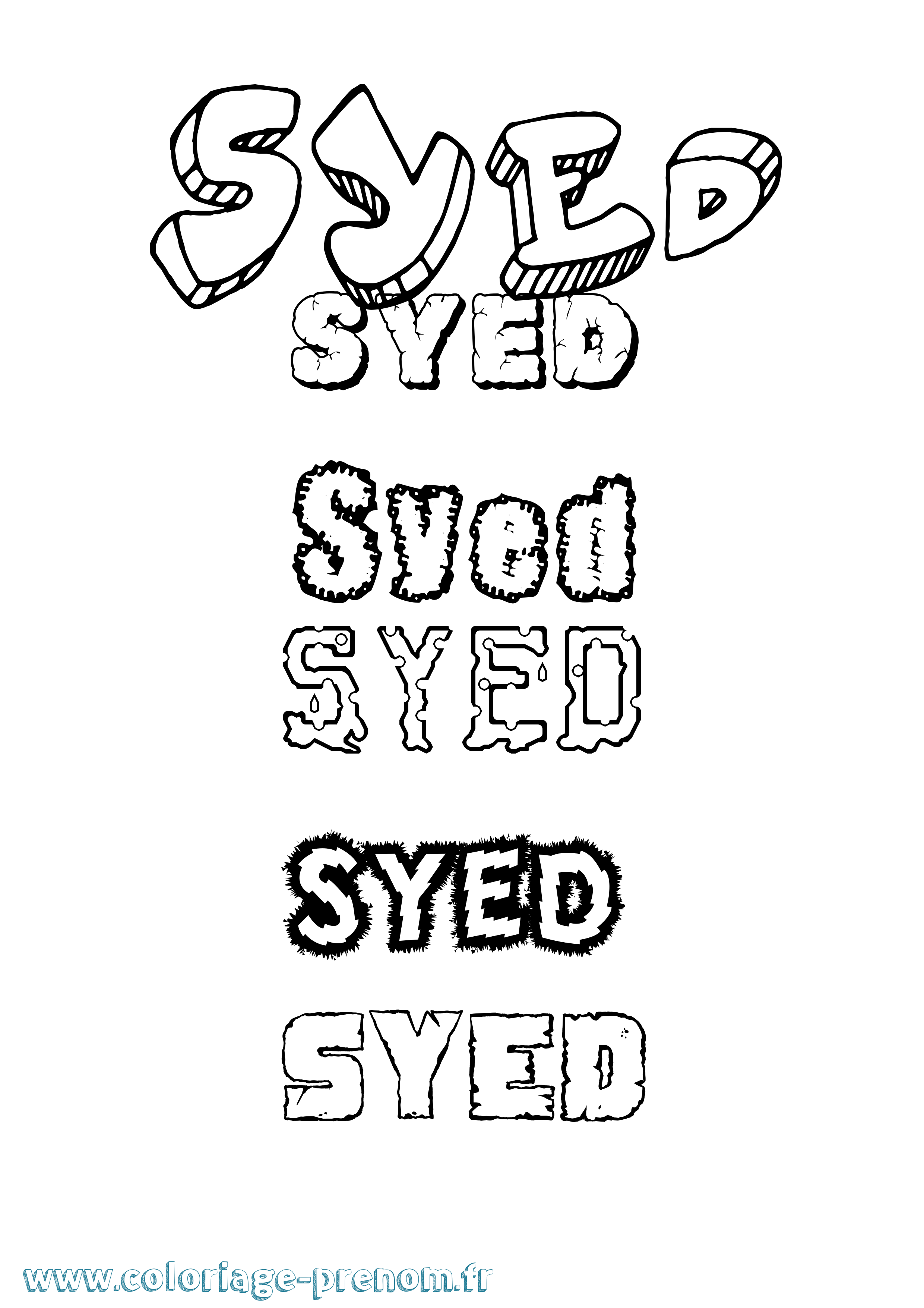 Coloriage Syed Destructuré Coloriage prénom Syed Destructuré
