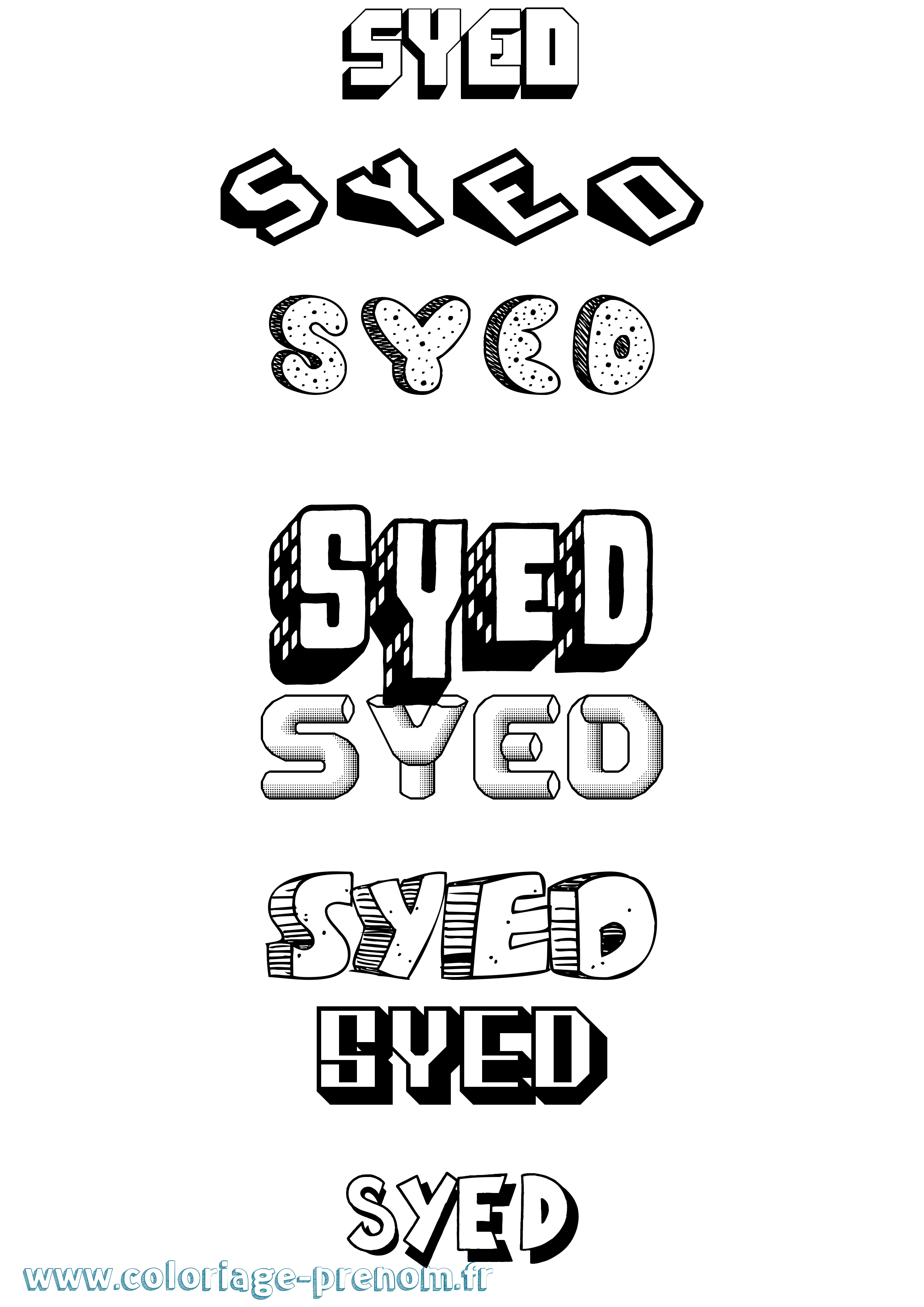 Coloriage Syed Effet 3D Coloriage prénom Syed Effet 3D
