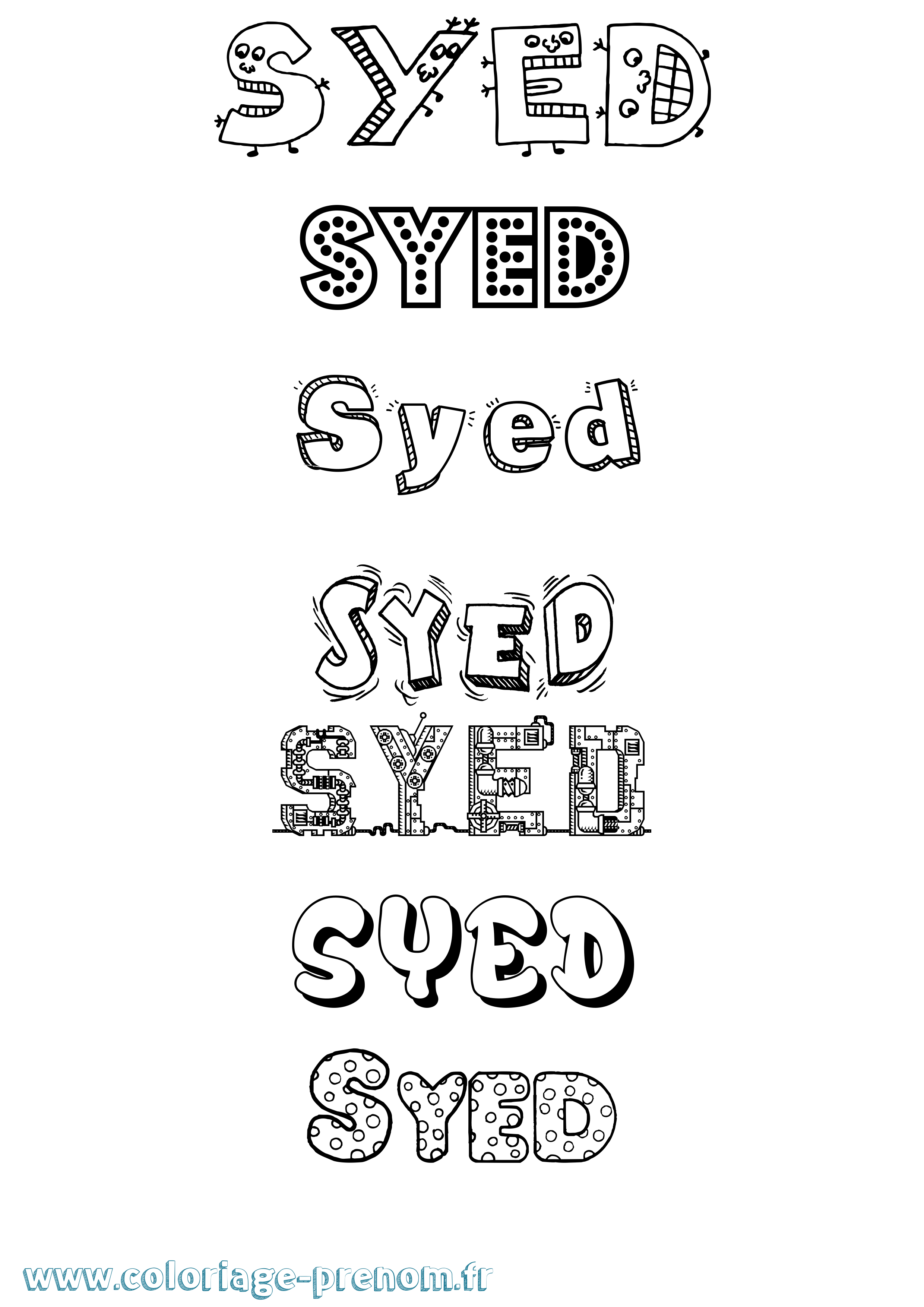 Coloriage Syed Fun Coloriage prénom Syed Fun