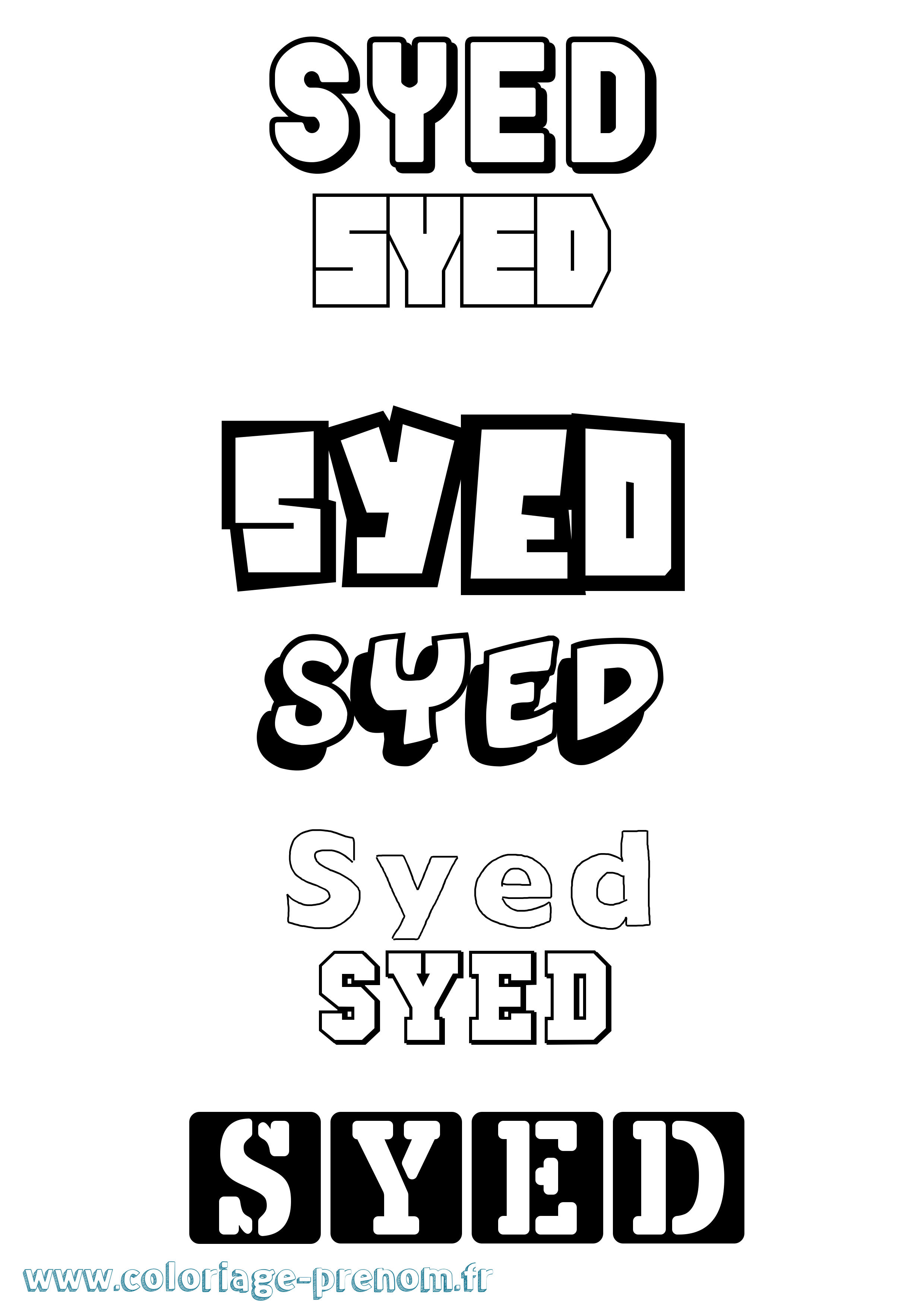 Coloriage Syed Simple Coloriage prénom Syed Simple